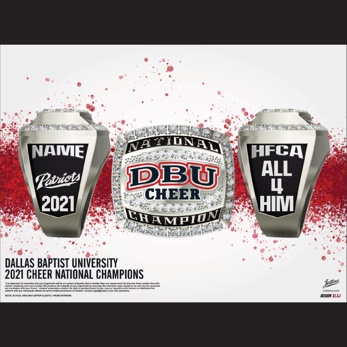 Dallas Baptist University Coed Cheer 2021 National Championship Ring