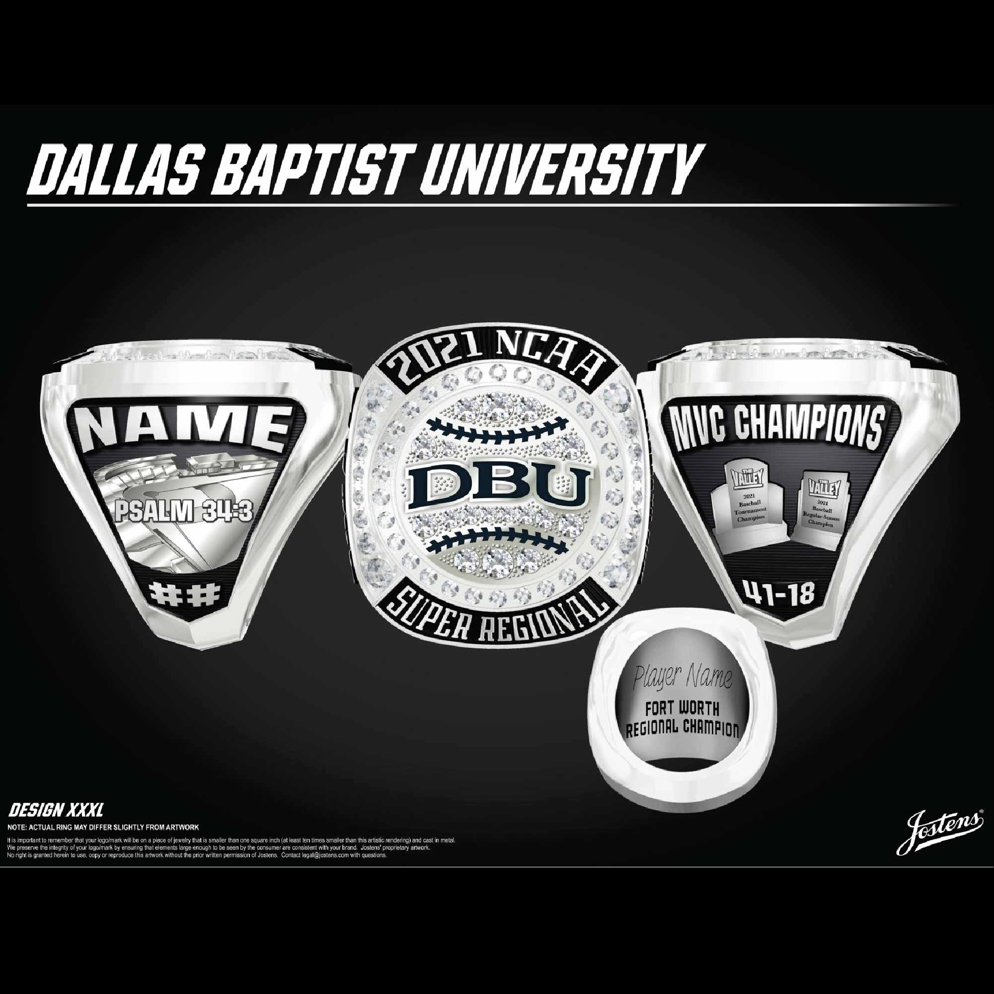 Dallas Baptist University Men's Baseball 2021 MVC Championship Ring