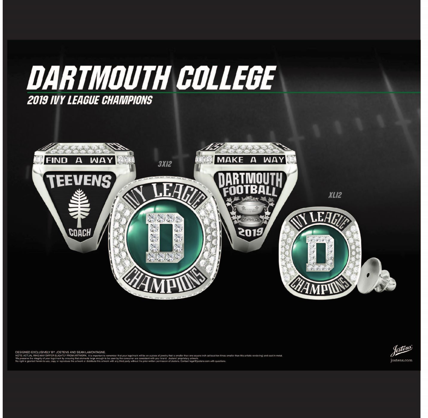 Dartmouth College Men's Football 2019 Ivy League Championship Ring