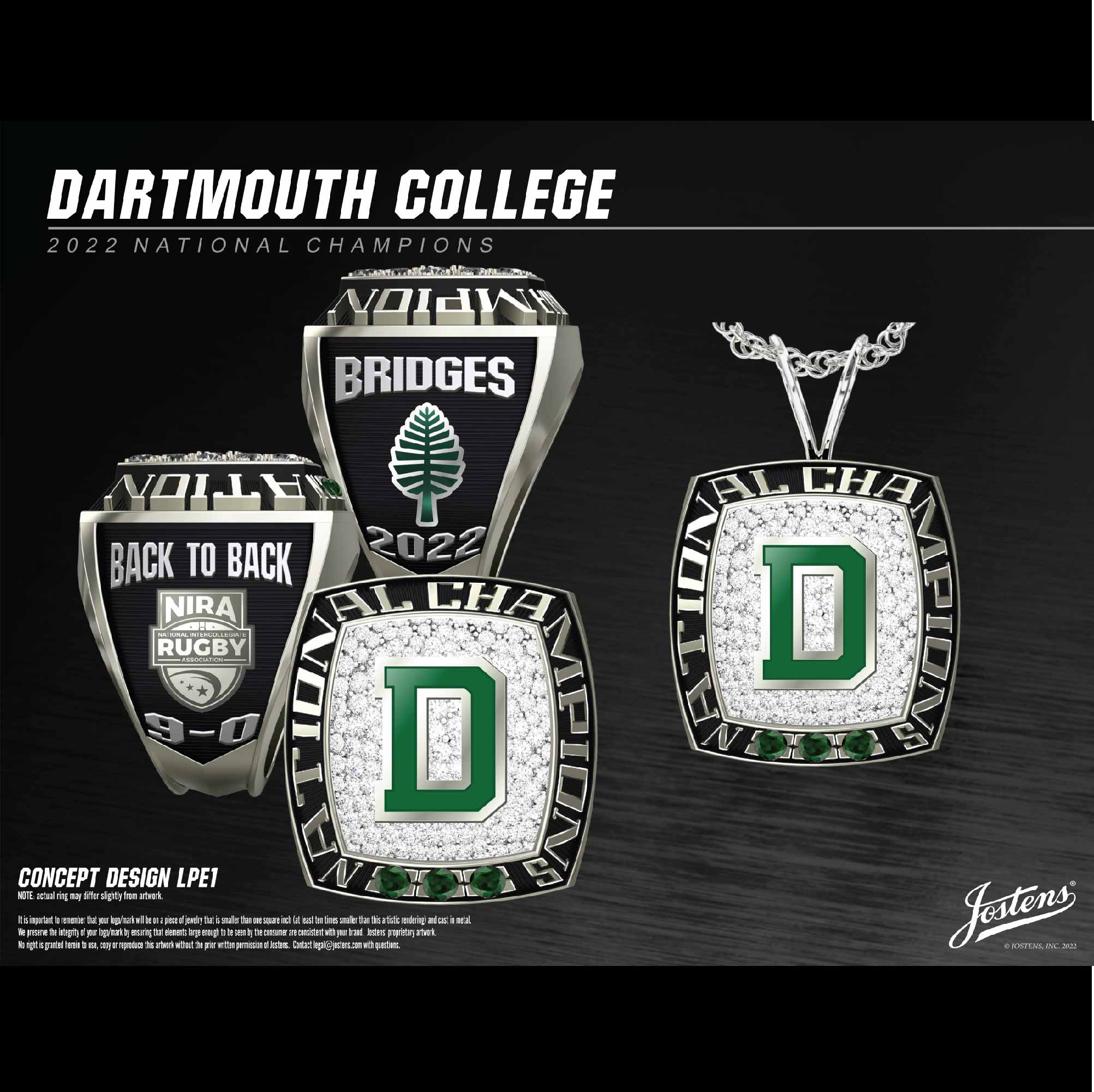 Dartmouth College Women's Rugby 2022 National Championship Ring