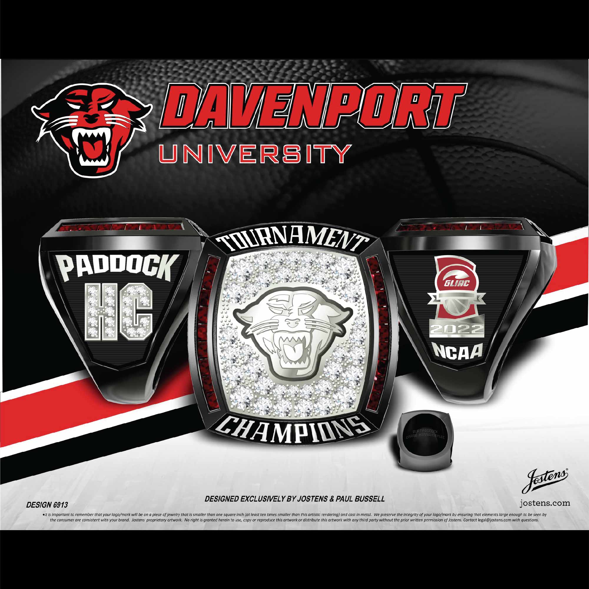 Davenport University Men's Basketball 2022 Tournament Championship Ring