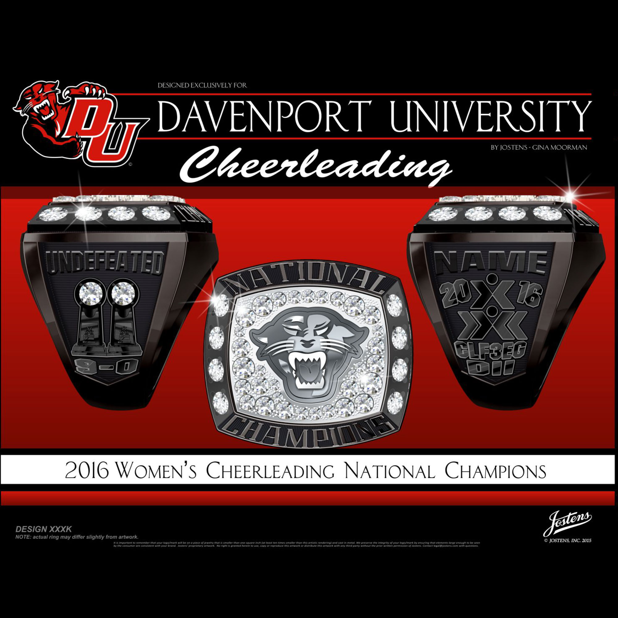 Davenport University Women's Cheer 2016 National Championship Ring