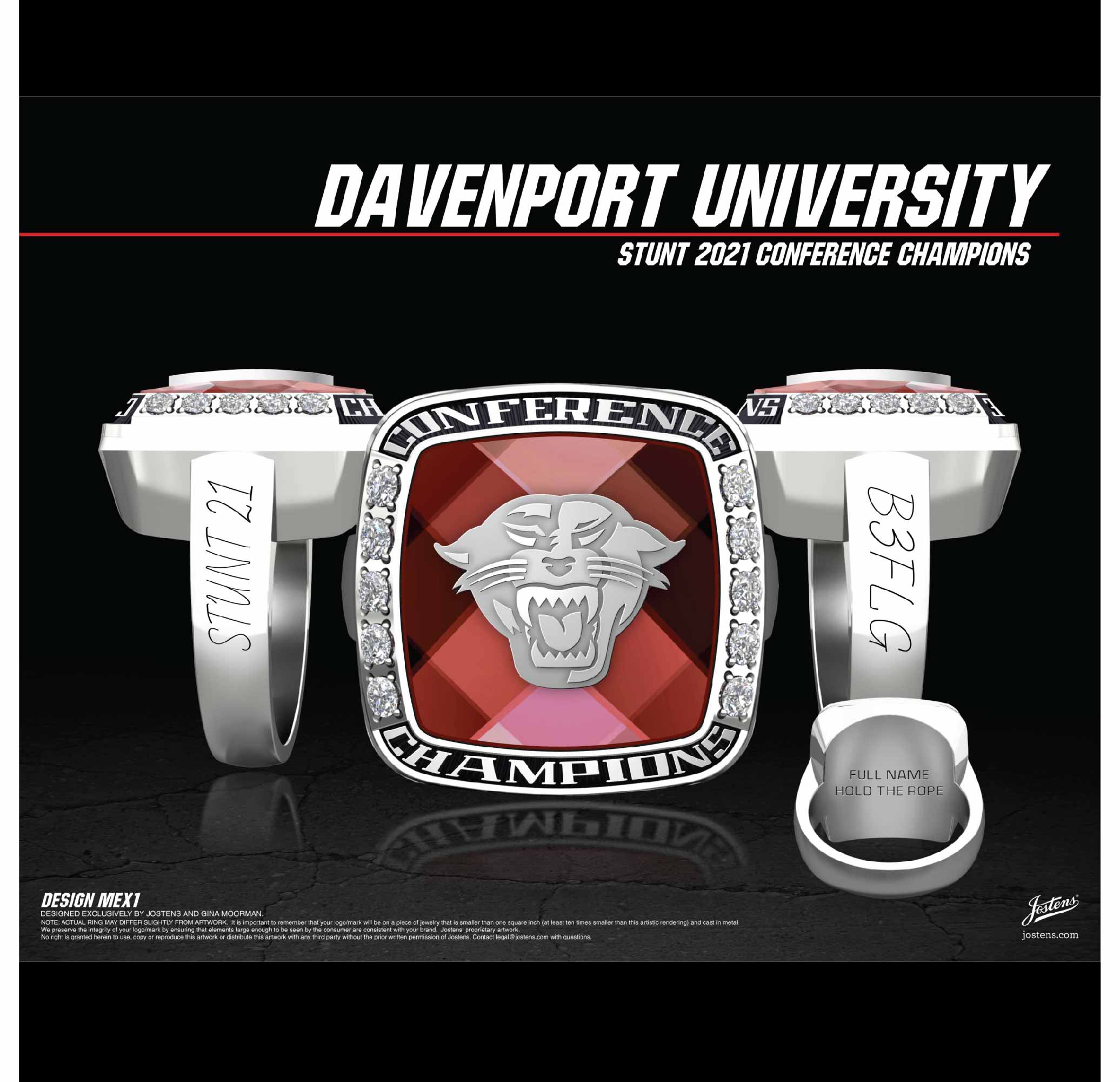 Davenport University Women's Cheer 2021 Conference Championship Ring