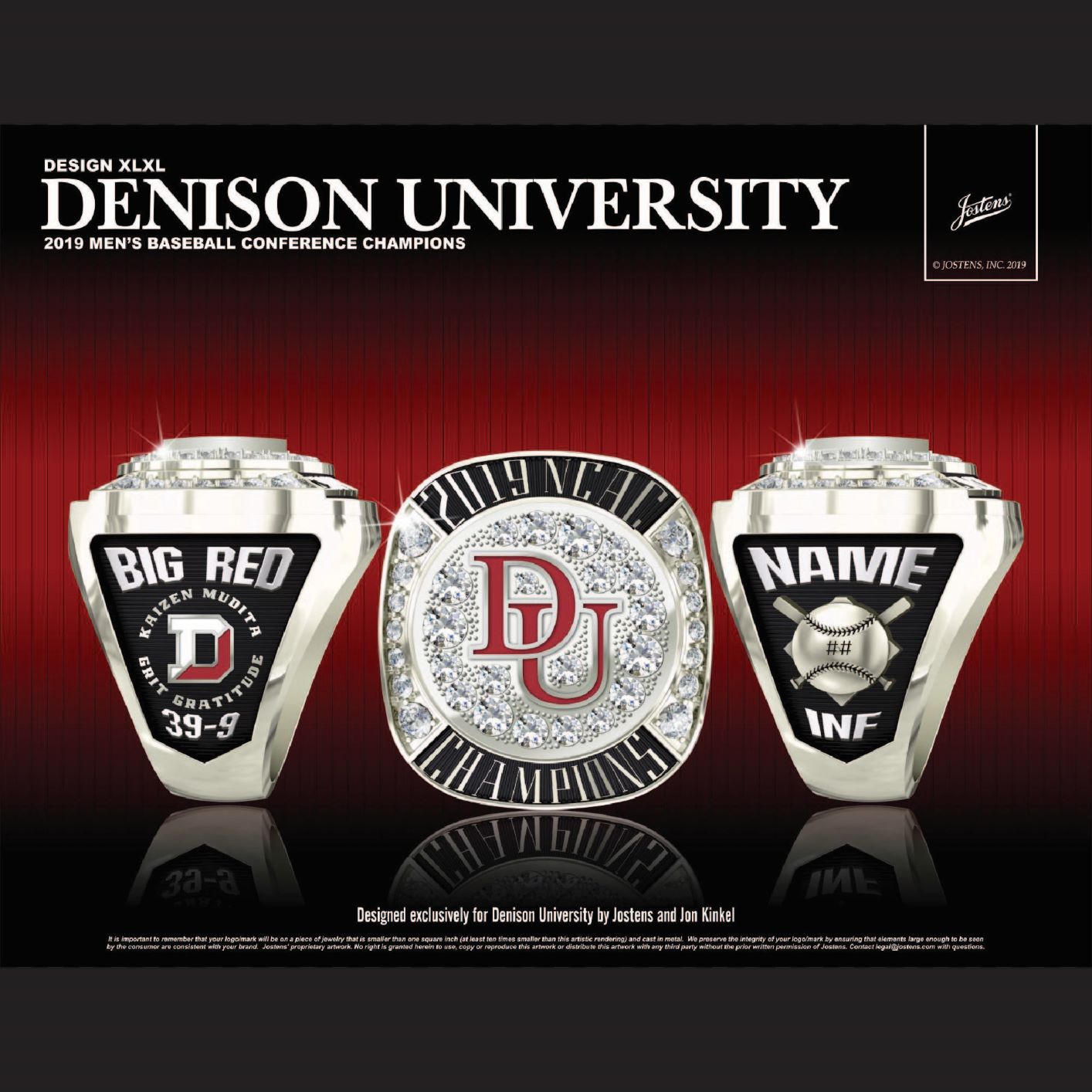 Denison University Men's Baseball 2019 NCAC Championship Ring