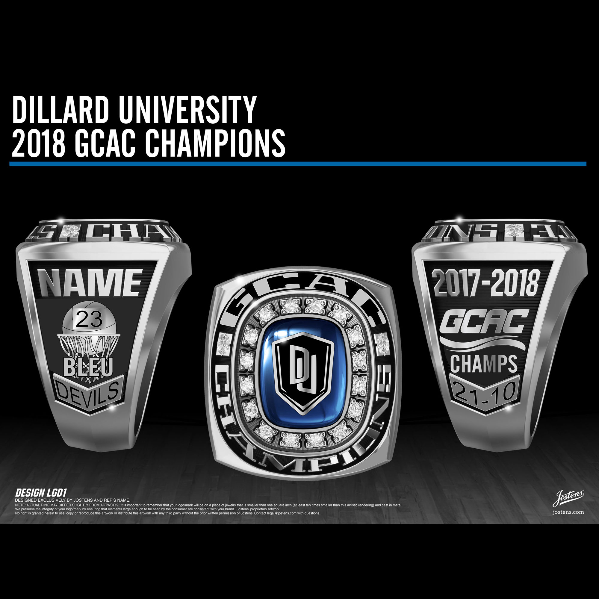 Dillard University Men's Basketball 2018 GCAC Championship Ring