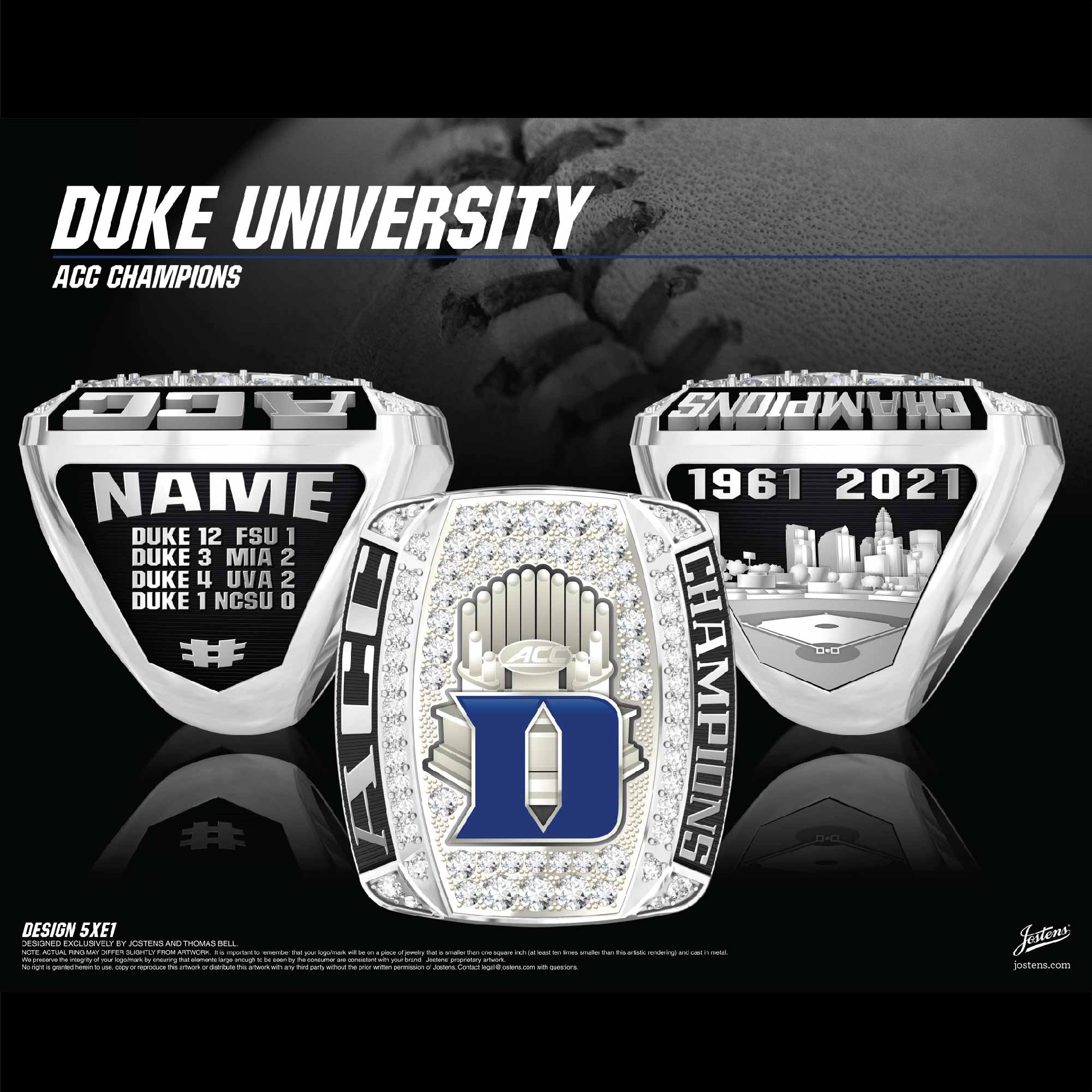 Duke University Men's Baseball 2021 ACC Championship Ring