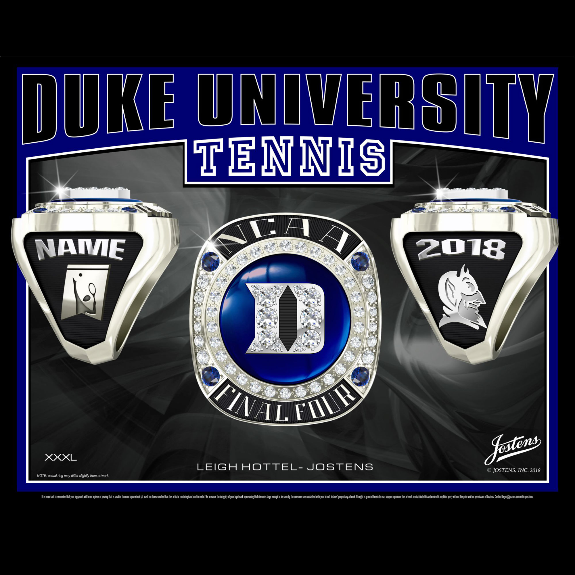 Duke University Men's Tennis 2018 Final Four Championship Ring