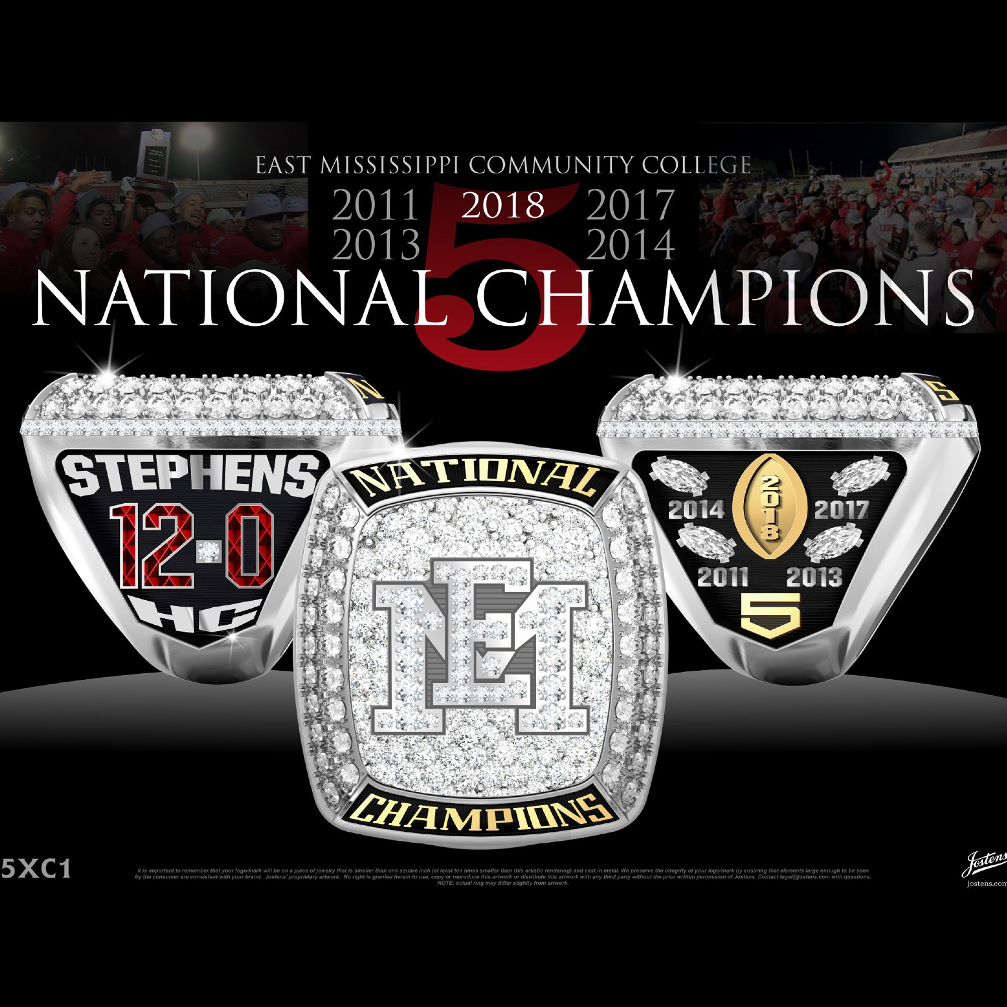 East Mississippi Community College Men's Football 2018 National Championship Ring