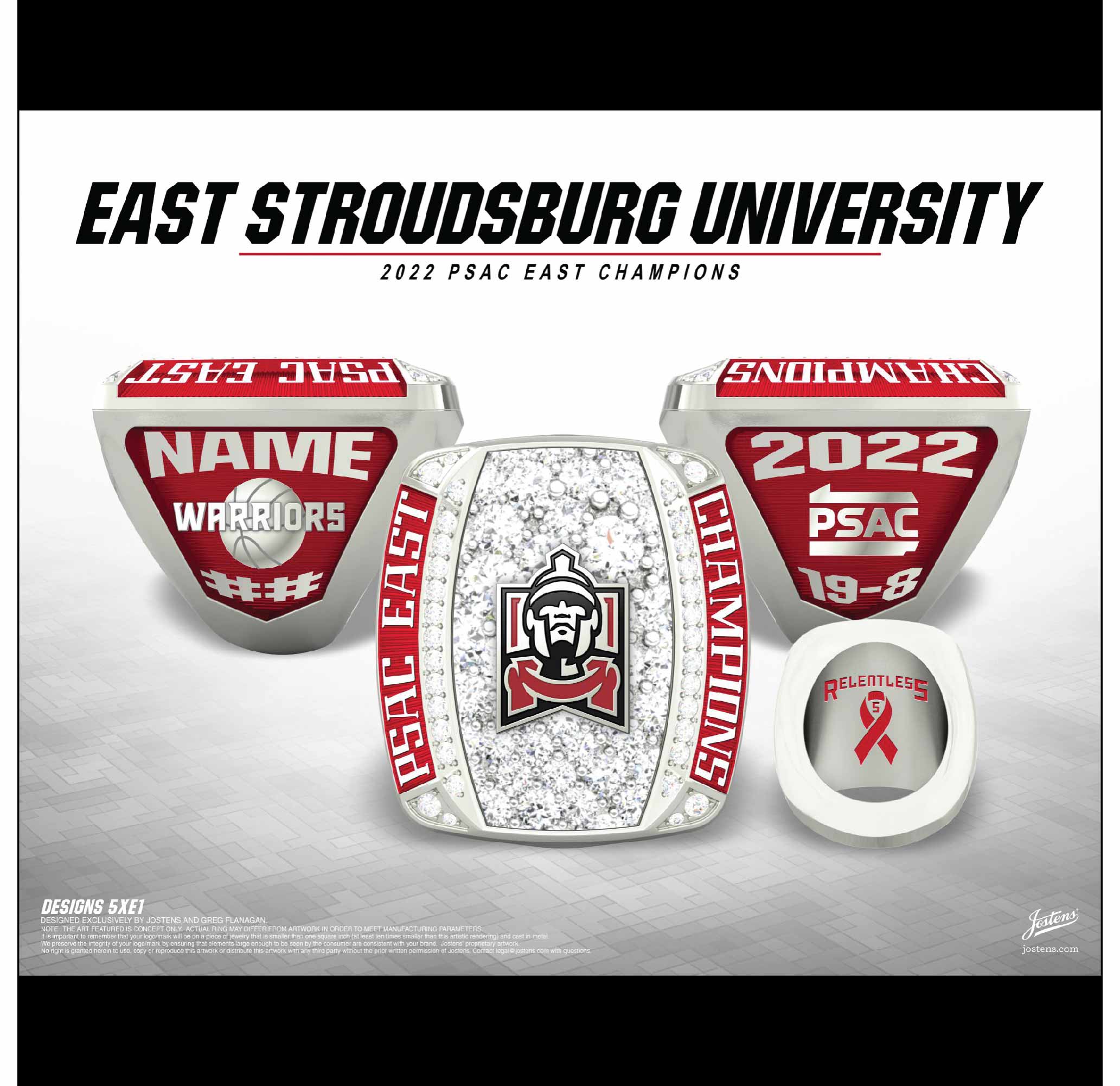 East Stroundsburg University Men's Baskeball 2022 PSAC East Championship Ring