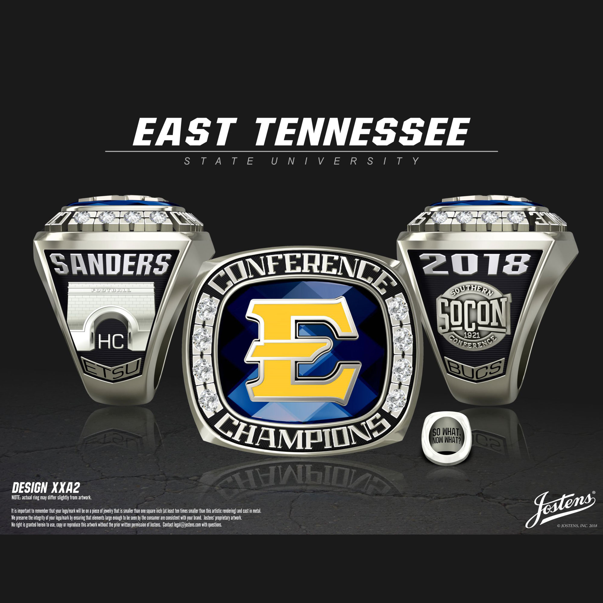 East Tennessee State University Men's Football 2018 SoCon Championship Ring