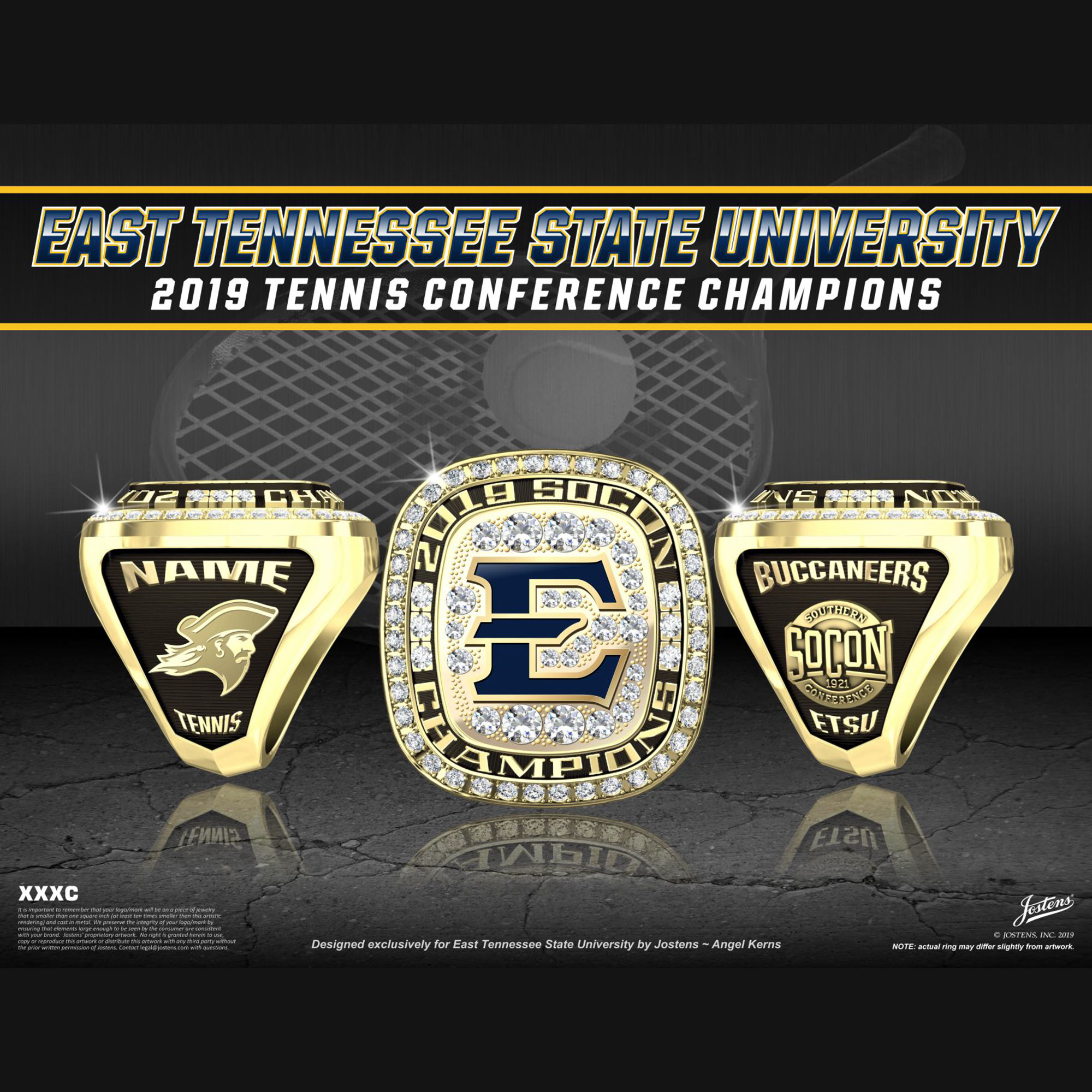 East Tennessee State University Men's Tennis 2019 SoCon Championship Ring
