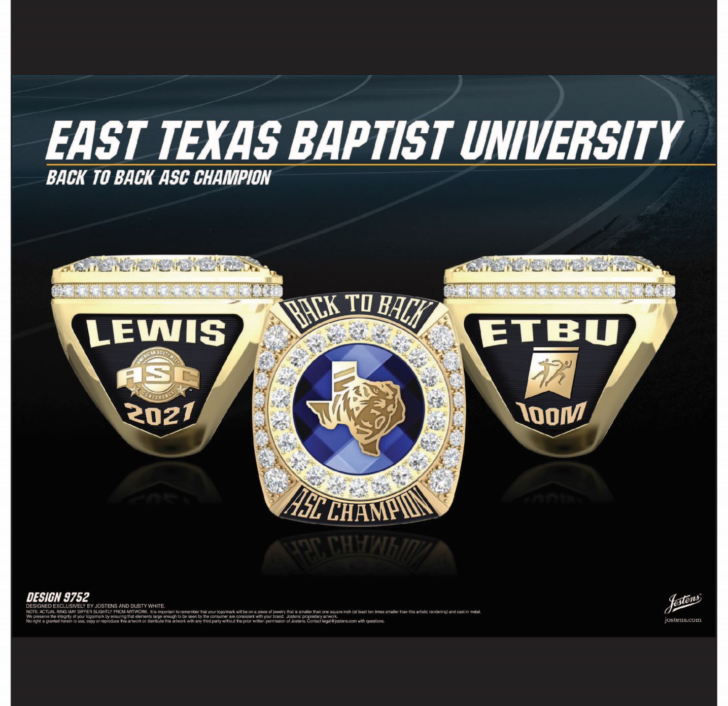 East Texas Baptist University Men's Track & Field 2021 ASC Championship Ring