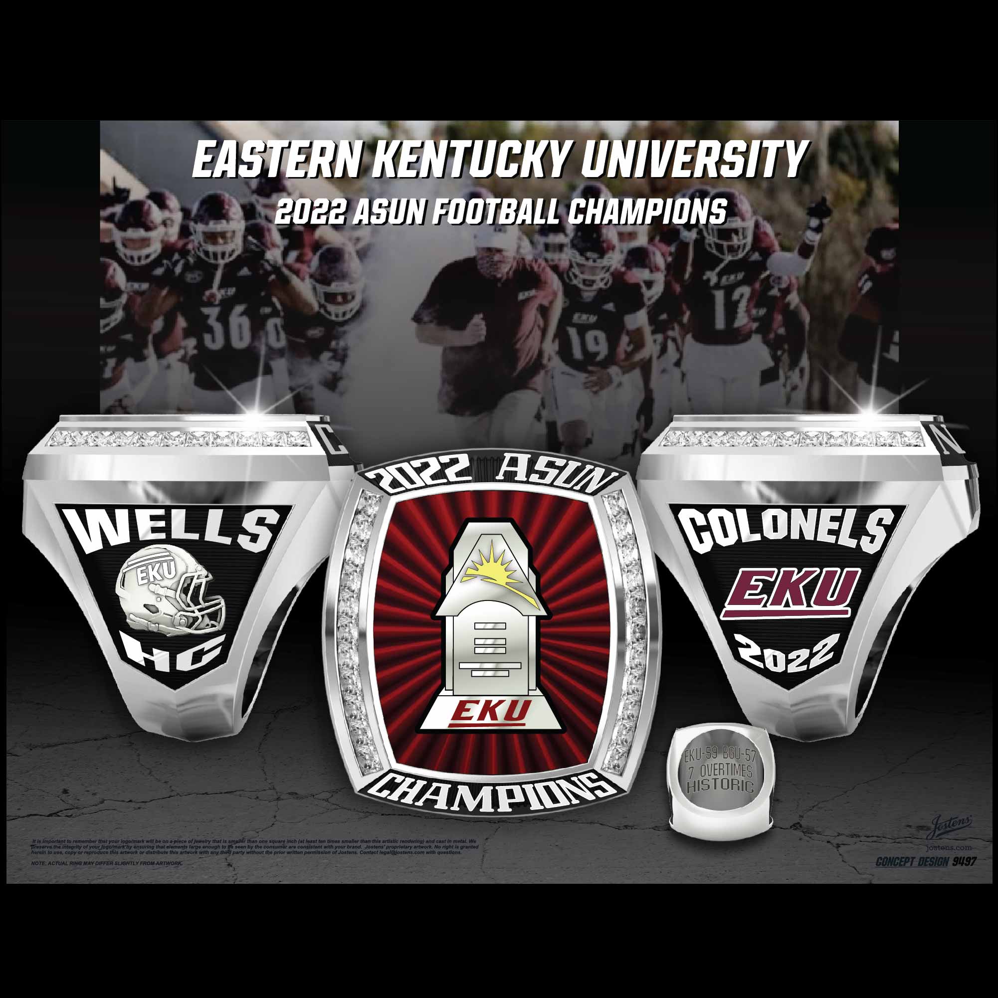 Eastern Kentucky University Football 2022 ASUN Championship Ring