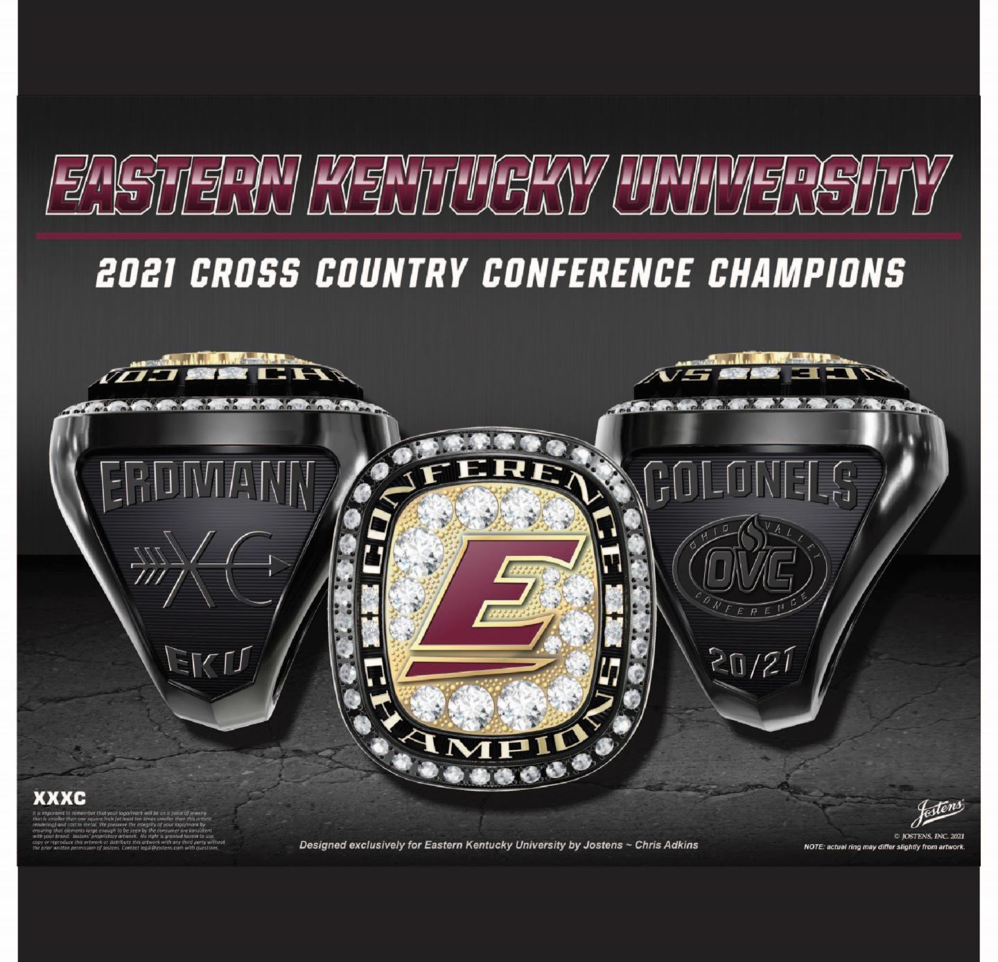 Eastern Kentucky University Women's Cross Country 2021 OVC Championship Ring