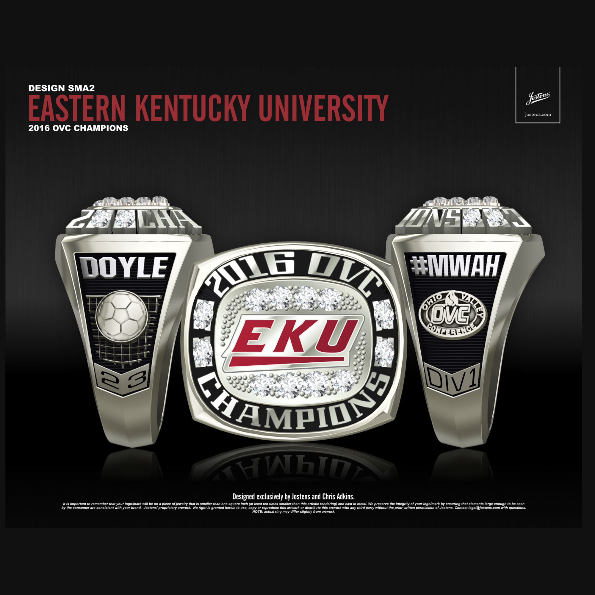 Eastern Kentucky University Women's Soccer 2016 OVC Championship Ring