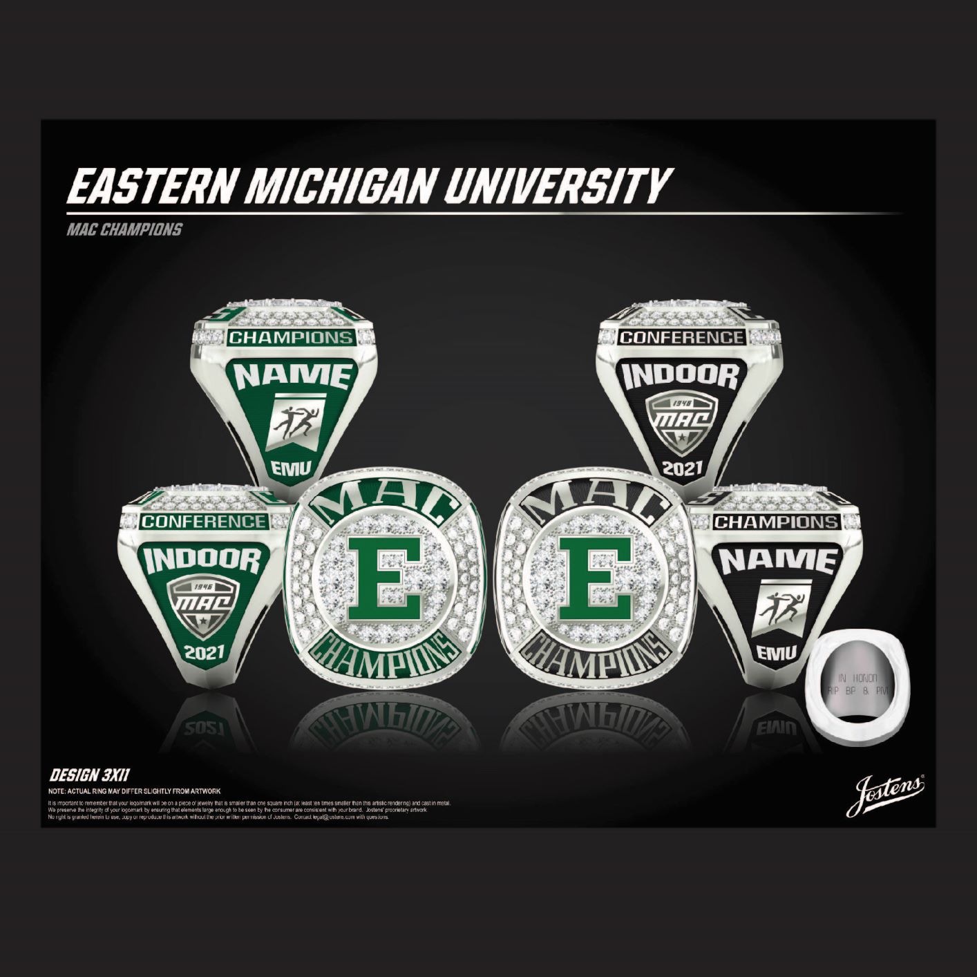 Eastern Michigan University Men's Track & Field 2021 MAC Championship Ring