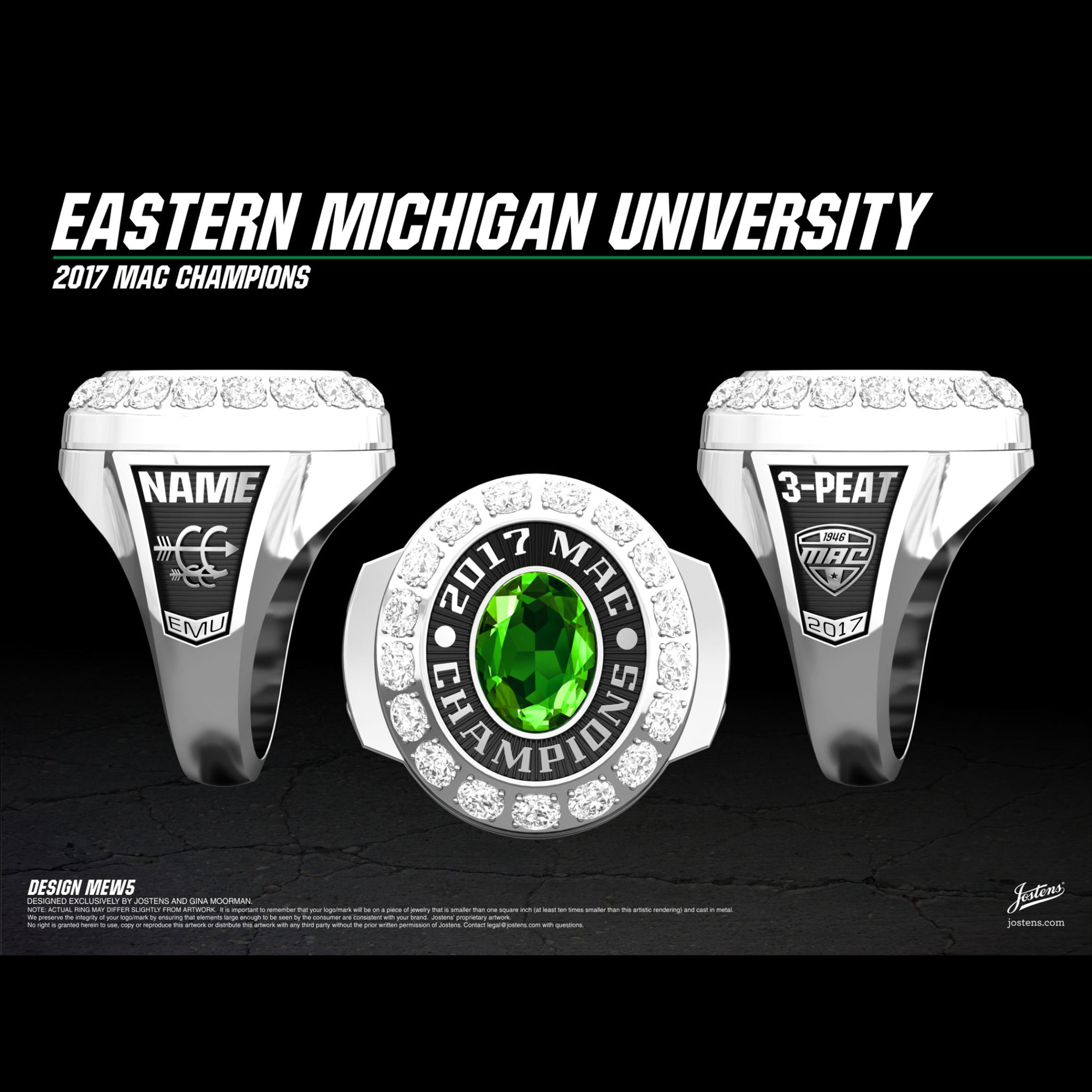 Eastern Michigan University Women's Cross Country 2017 MAC Championship Ring