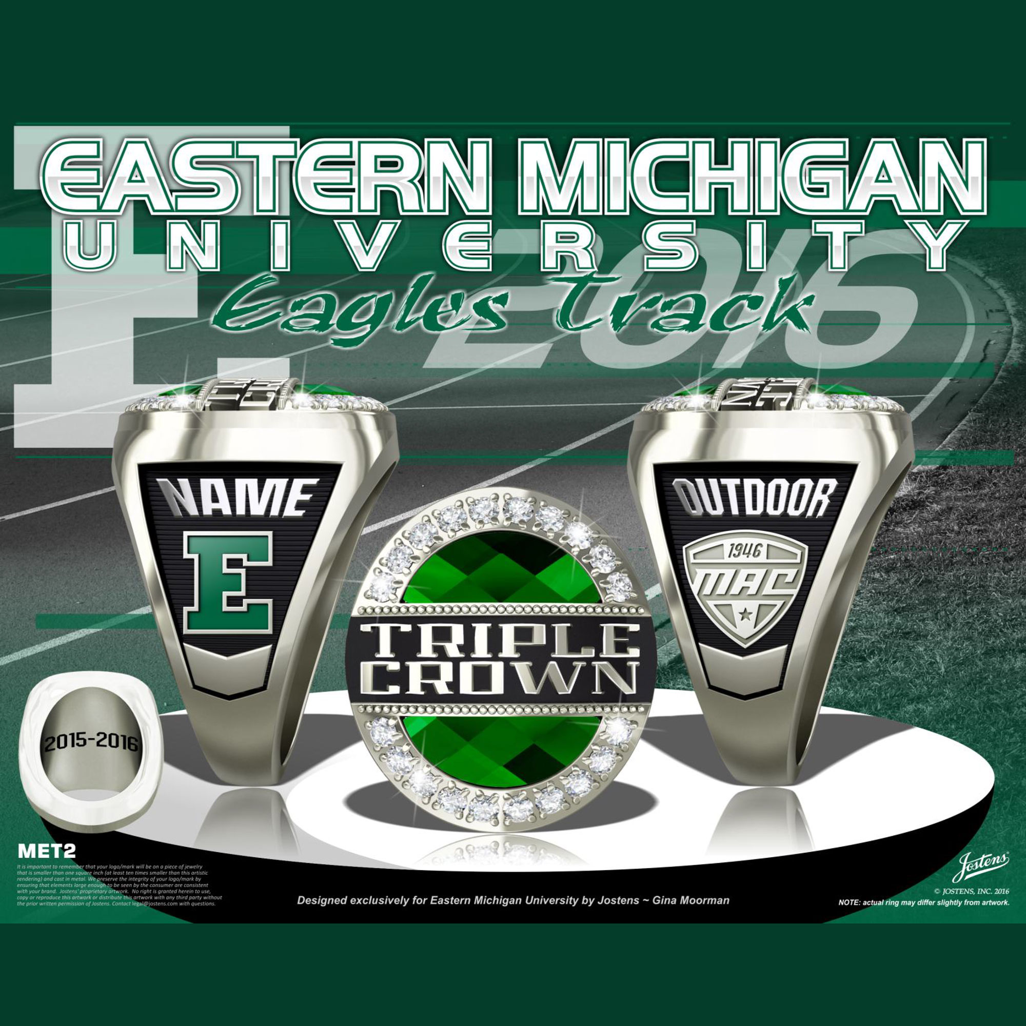 Eastern Michigan University Women's Track & Field 2016 MAC Championship Ring