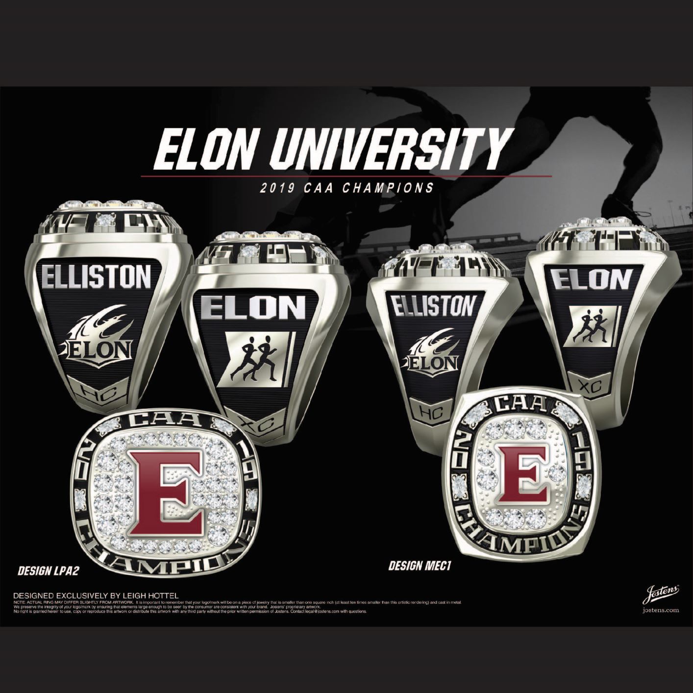 Elon University Women's Cross Country 2019 CAA Championship Ring