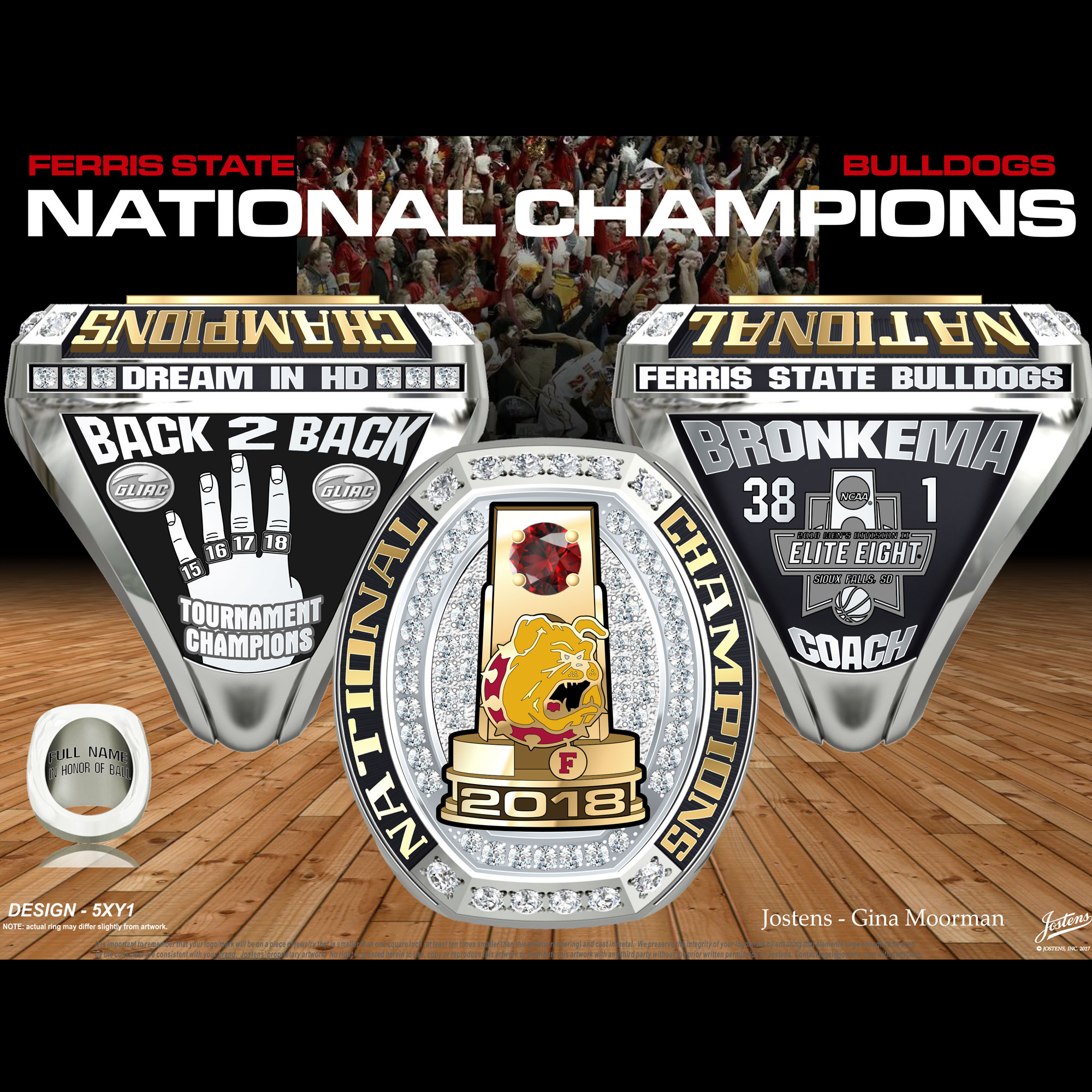 Ferris State University Men's Basketball 2018 National Championship Ring