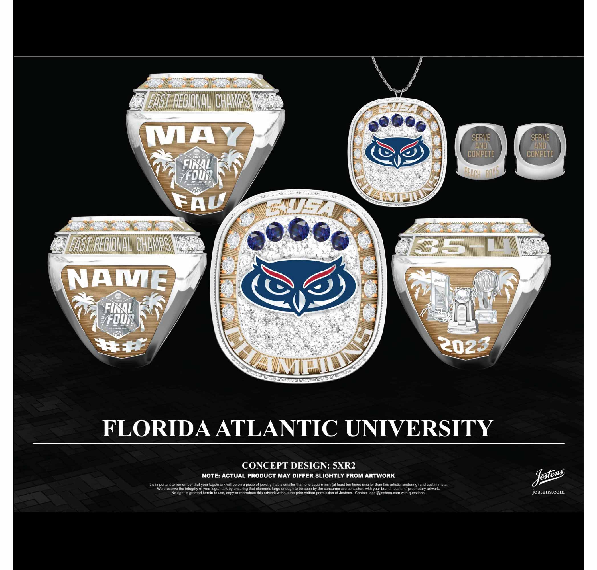 Florida Atlantic University Men's Basketball 2023 C-USA Championship Ring