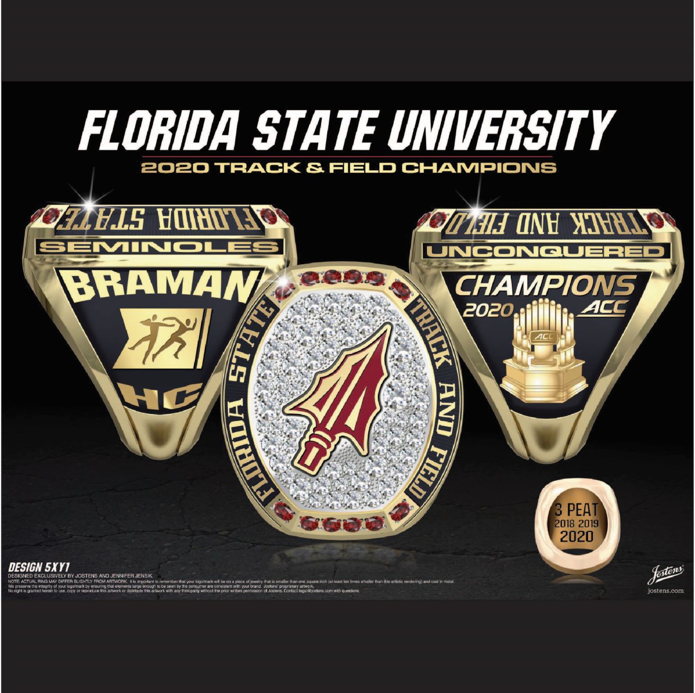 Florida State University Men's Track & Field 2020 ACC Championship Ring