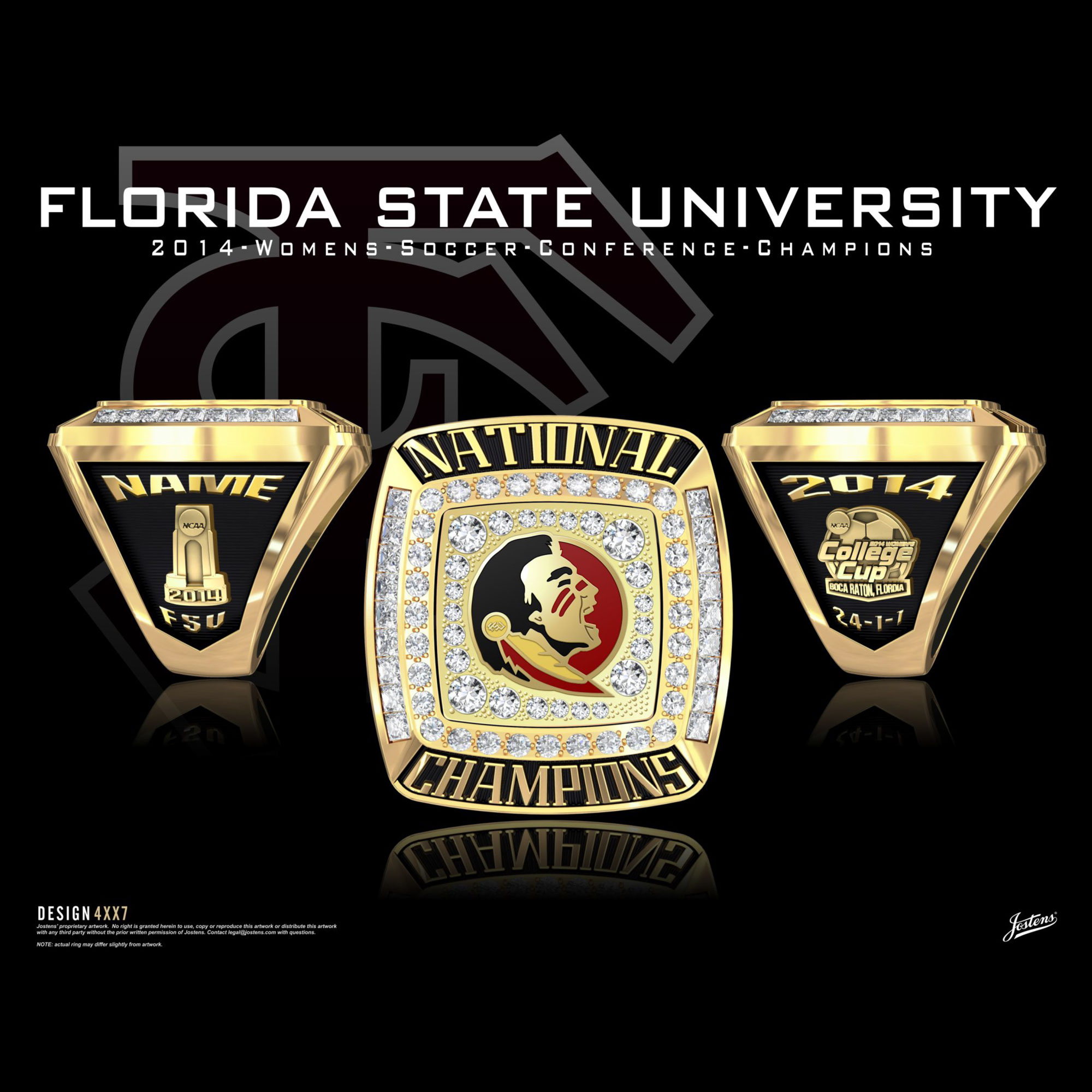 Florida State University Women's Soccer 2014 National Championship Ring