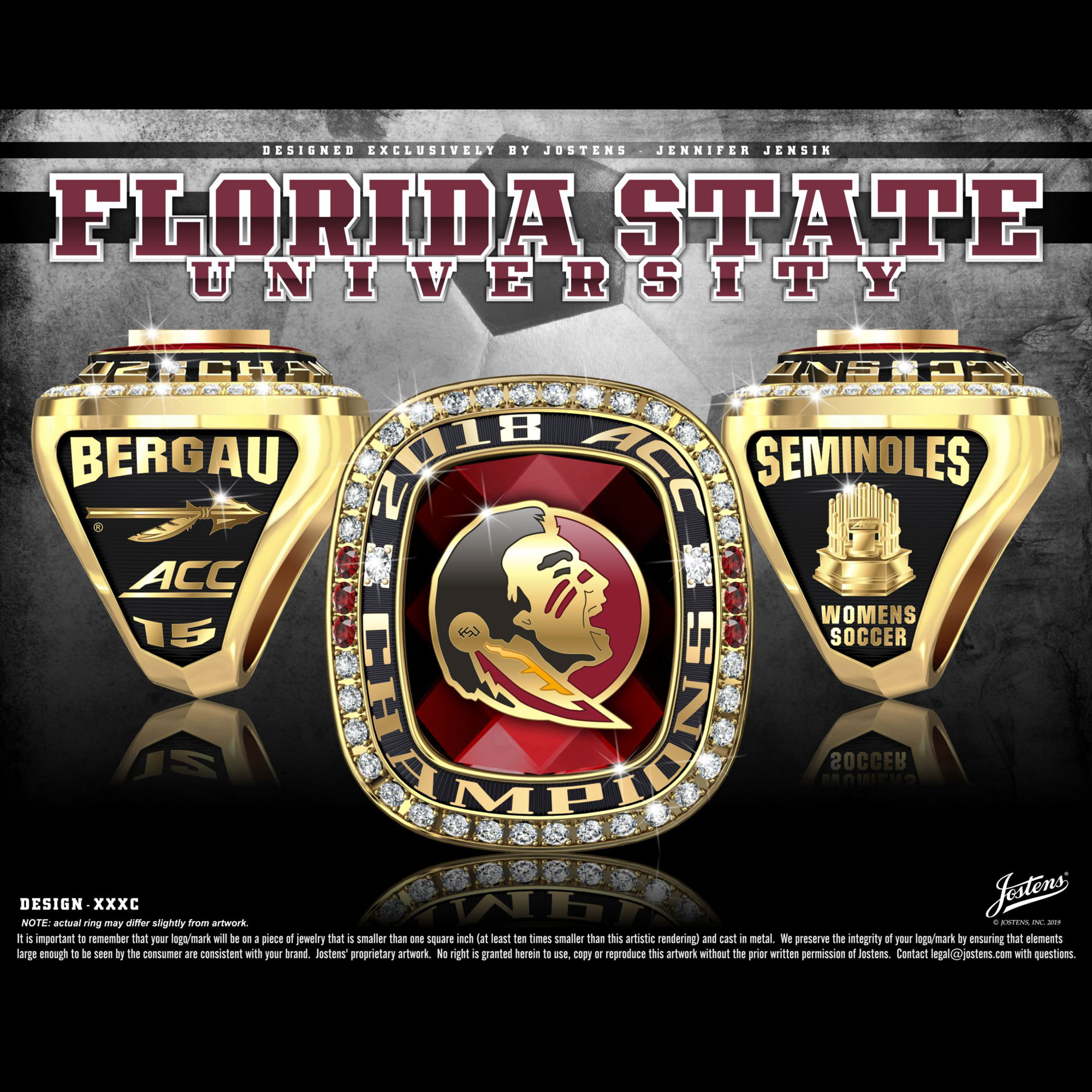 Florida State University Women's Soccer 2018 ACC Championship Ring