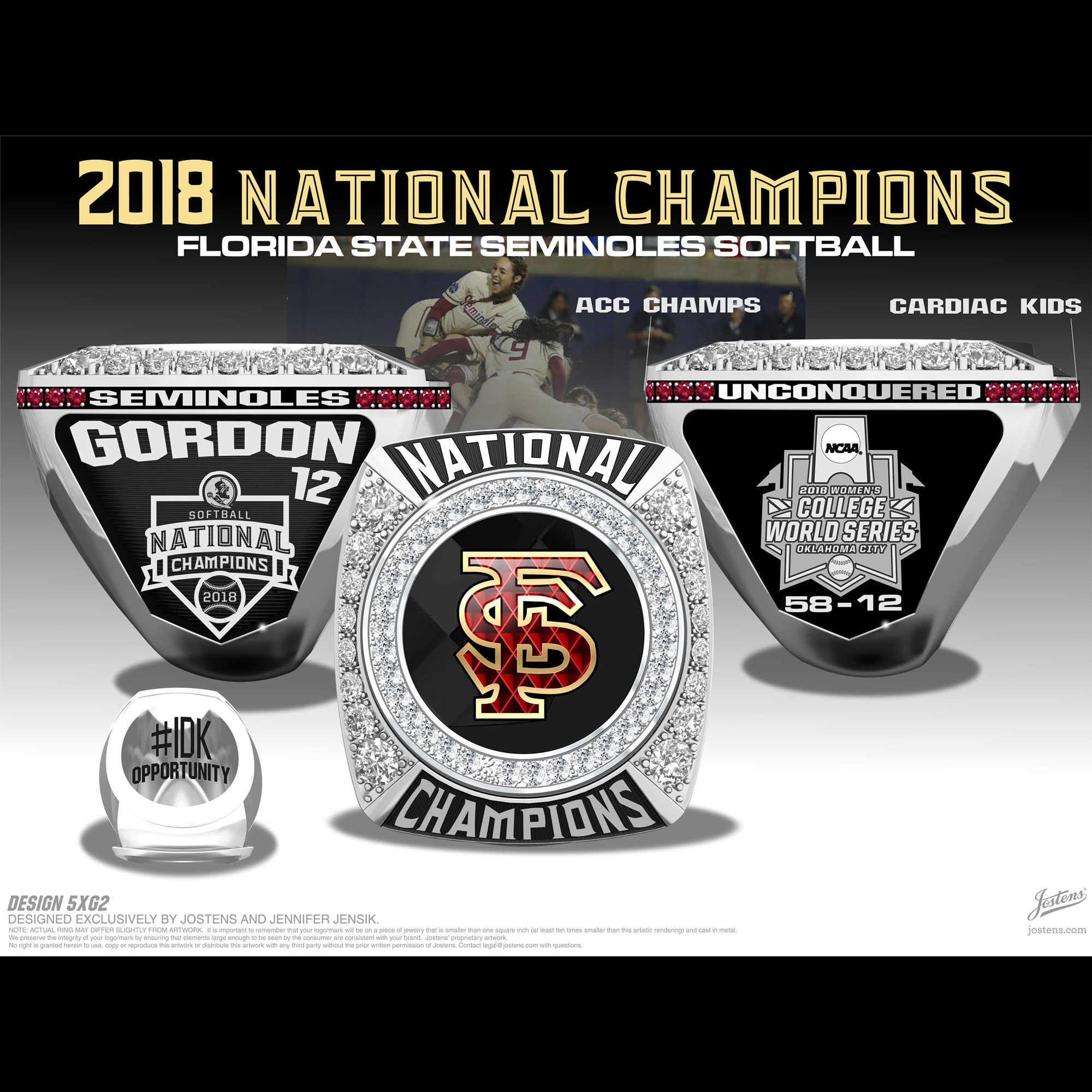 Florida State University Women's Softball 2018 National Championship Ring