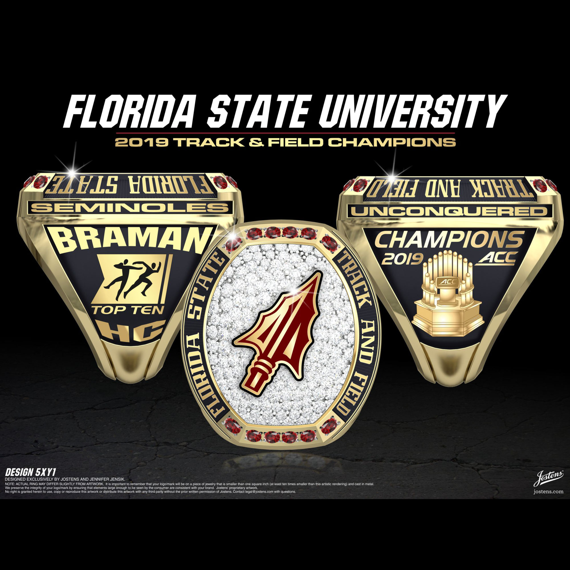 Florida State University Women's Track & Field 2019 ACC Championship Ring