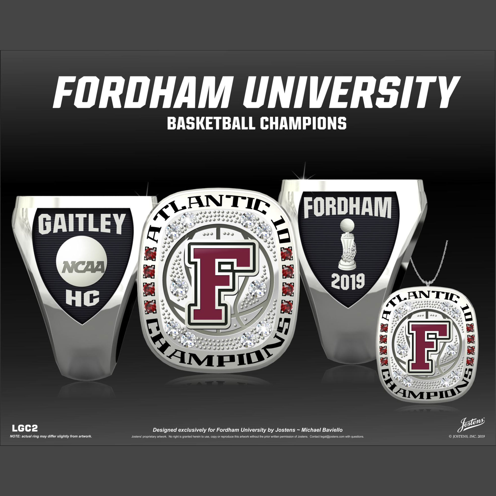 Fordham University Women's Basketball 2019 Atlantic 10 Championship Ring