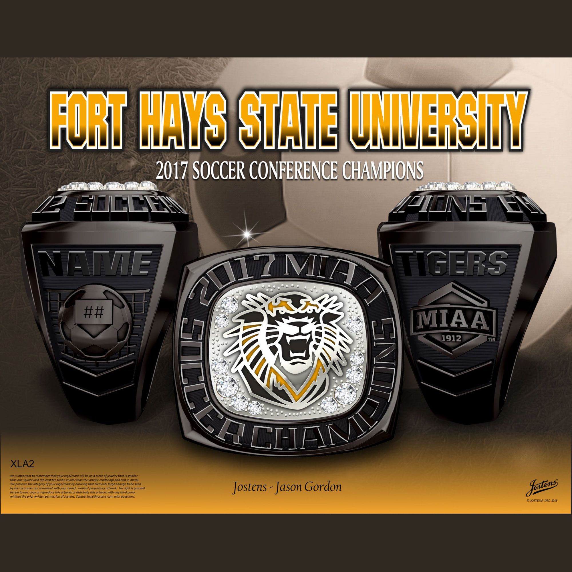 Fort Hays State University Men's Soccer 2017 MIAA Championship Ring