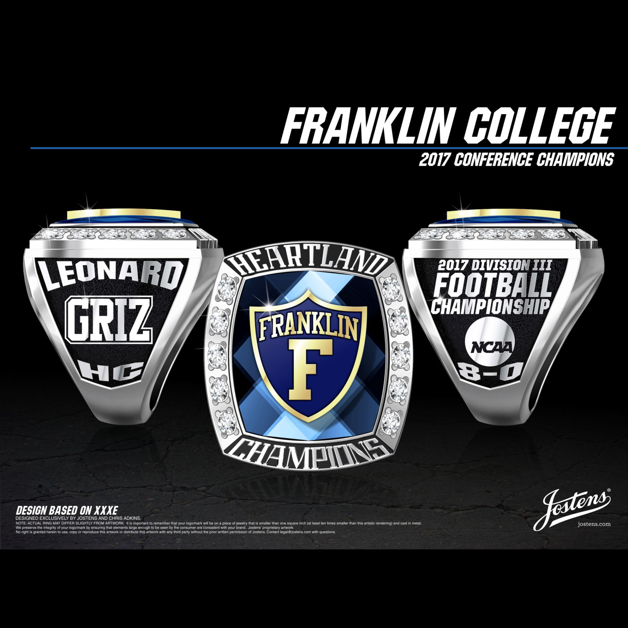 Franklin College Men's Football 2017 Heartland Championship Ring