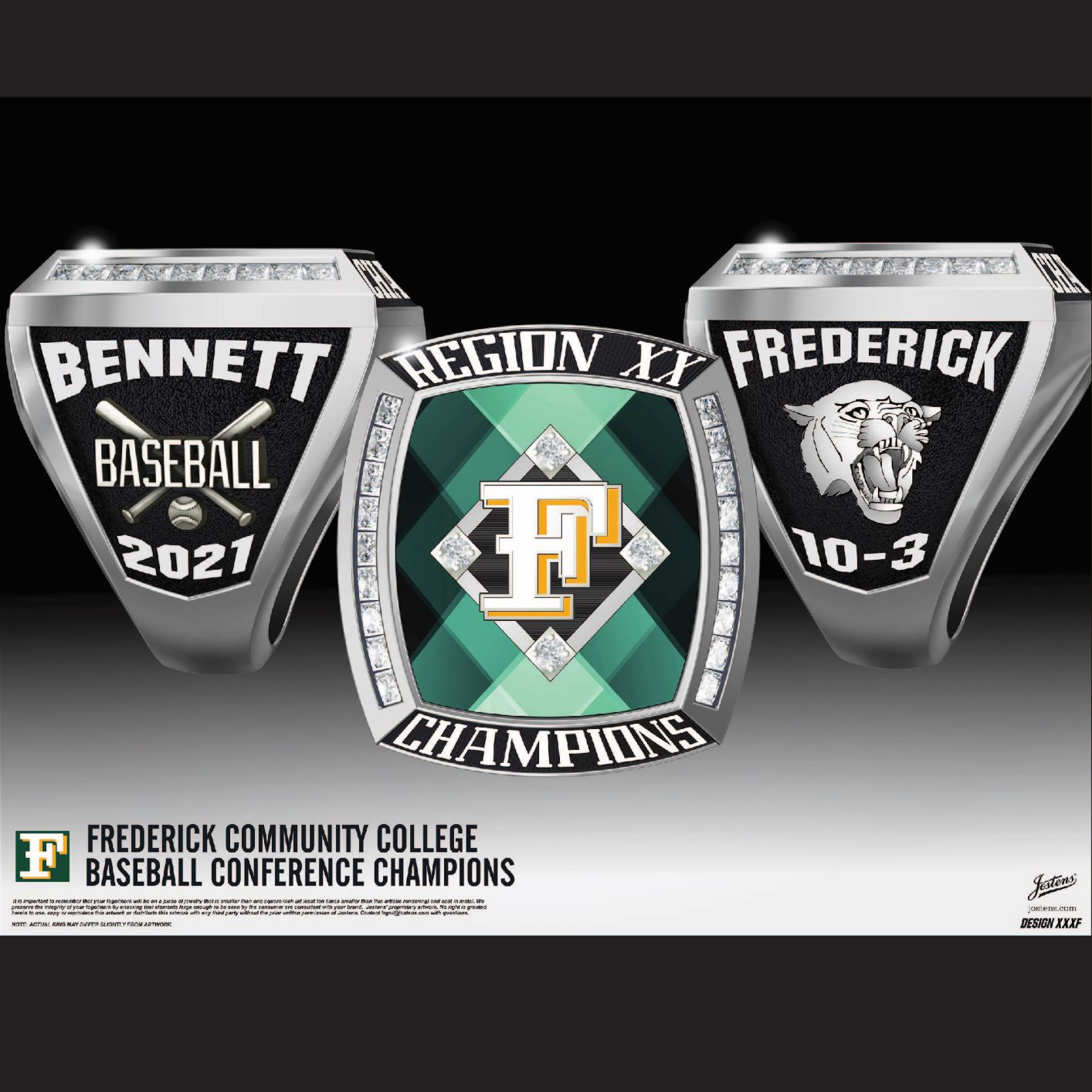 Frederick Community College Men's Baseball 2021 Region XX Championship Ring