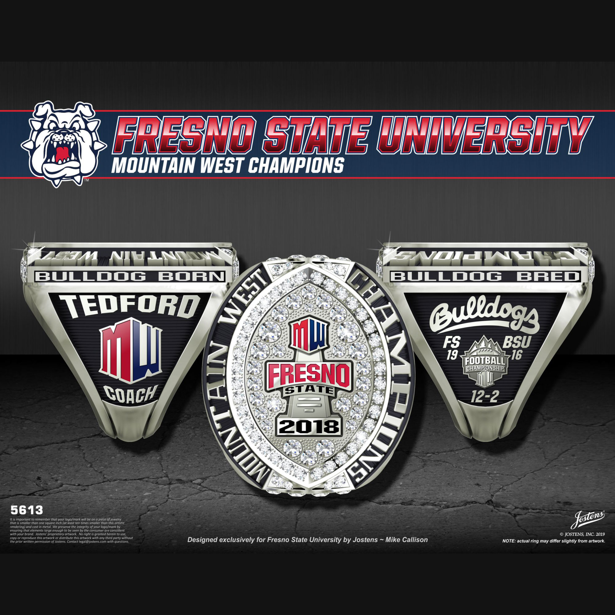 Fresno State University Men's Football 2018 Mountain West Championship Ring