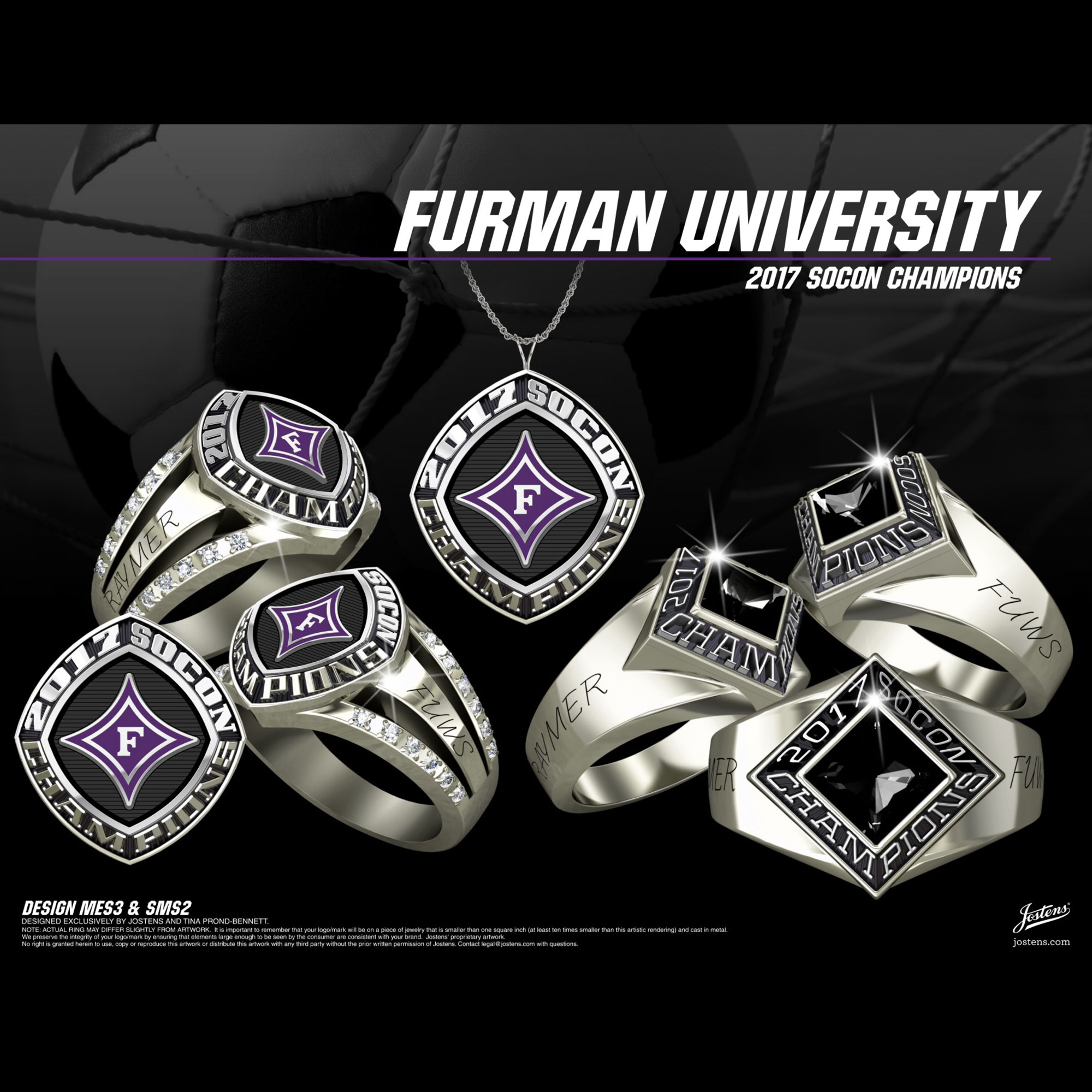 Furman University Women's Soccer 2017 SoCon Championship Ring