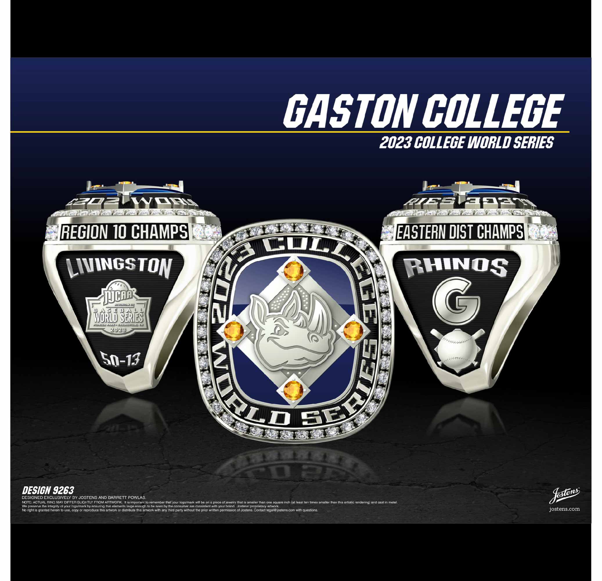 Gaston College Baseball 2023 College World Series Championship Ring