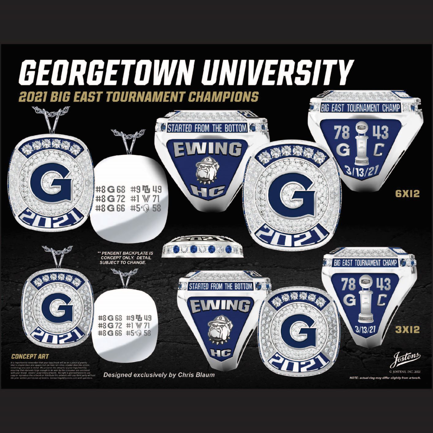 Georgetown University Men's Basketball 2021 Big East Championship Ring
