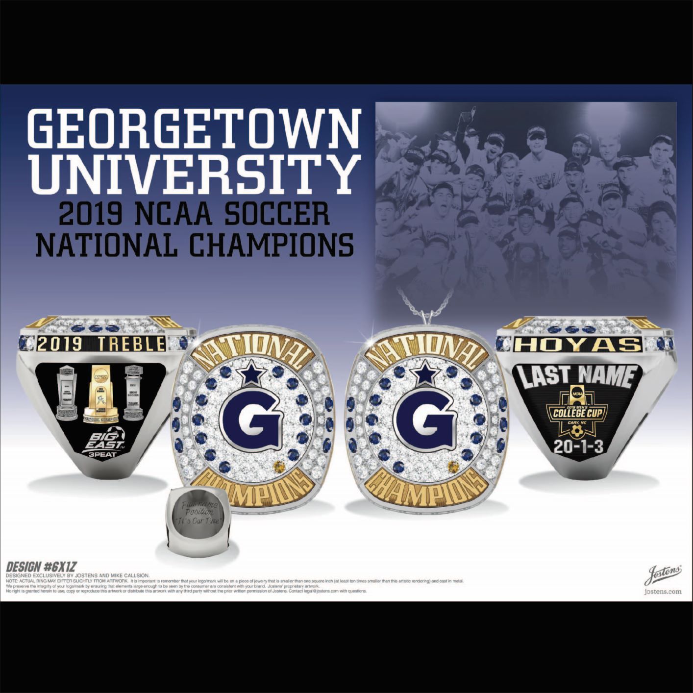 Georgetown University Men's Soccer 2019 National Championship Ring