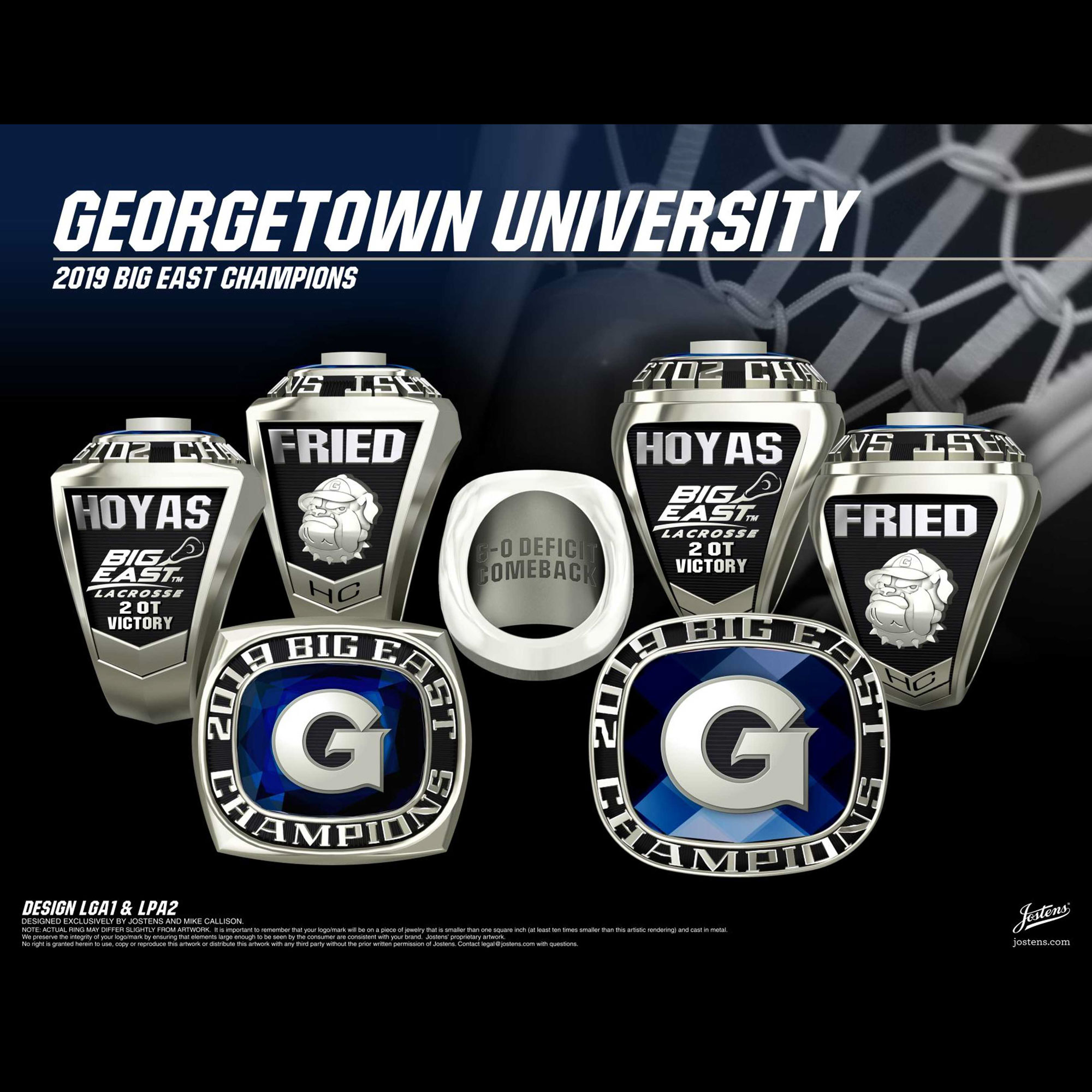 Georgetown University Women's Lacrosse 2019 Big East Championship Ring