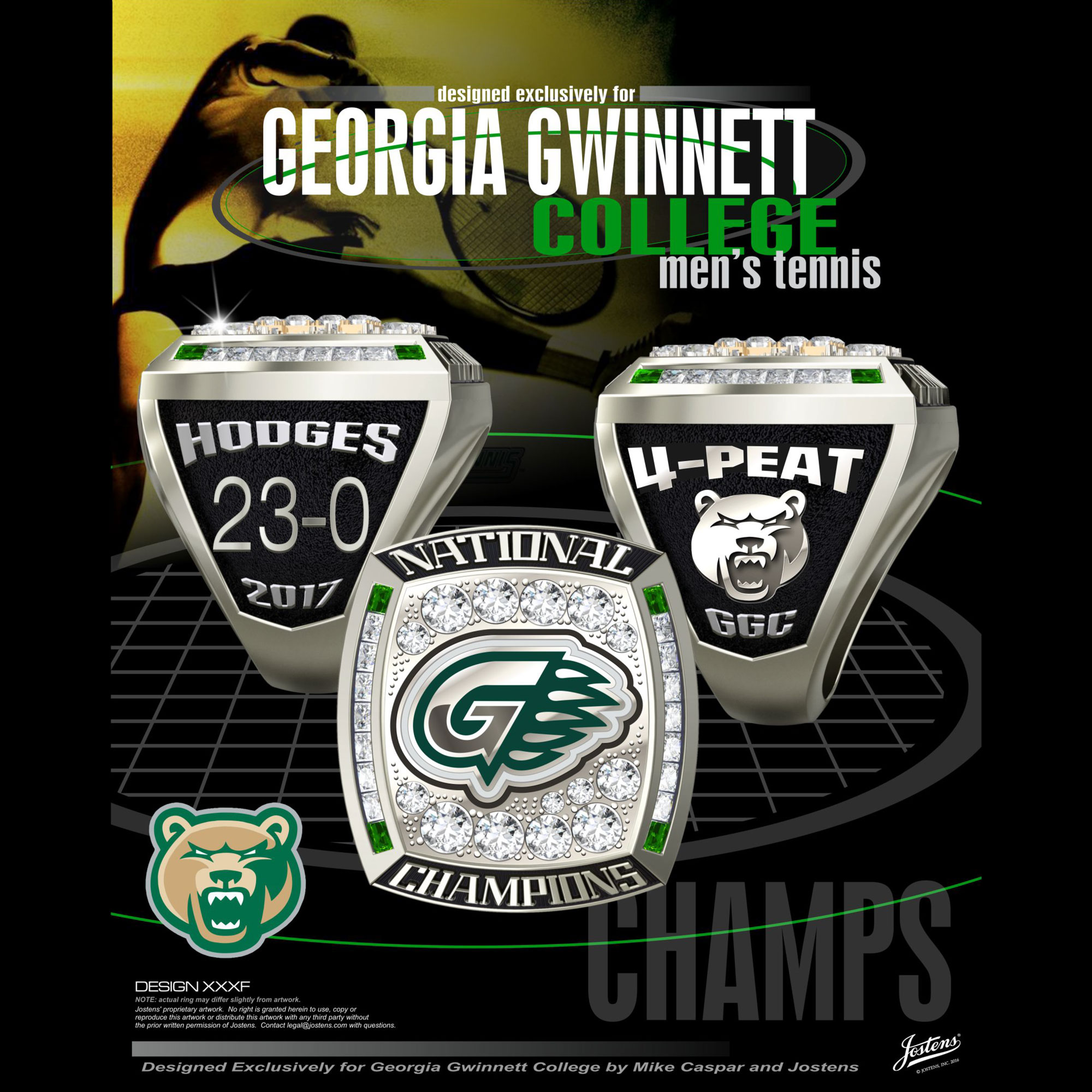 Georgia Gwinnett College Men's Tennis 2017 National Championship Ring