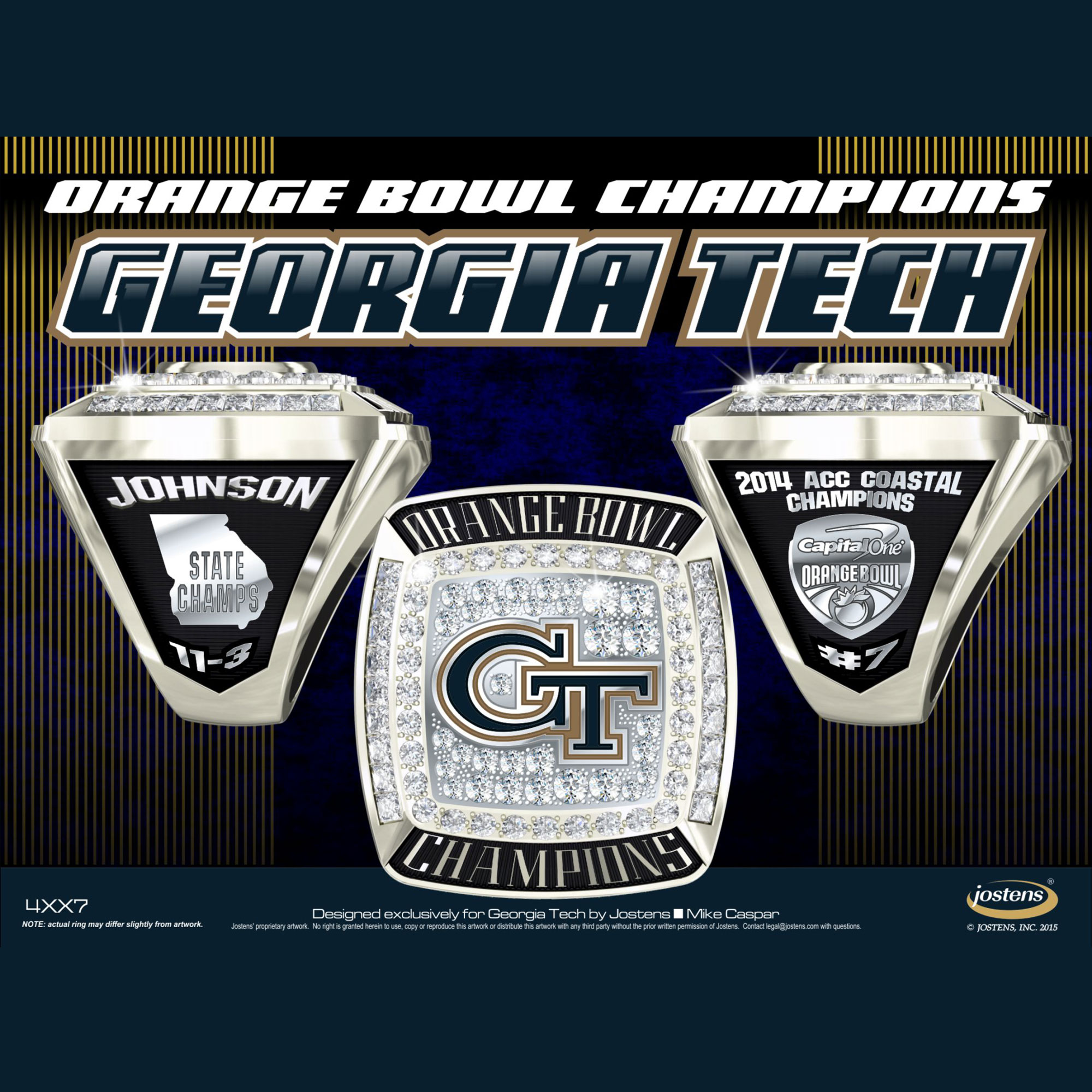 Georgia Tech Men's Football 2014 Orange Bowl Championship Ring