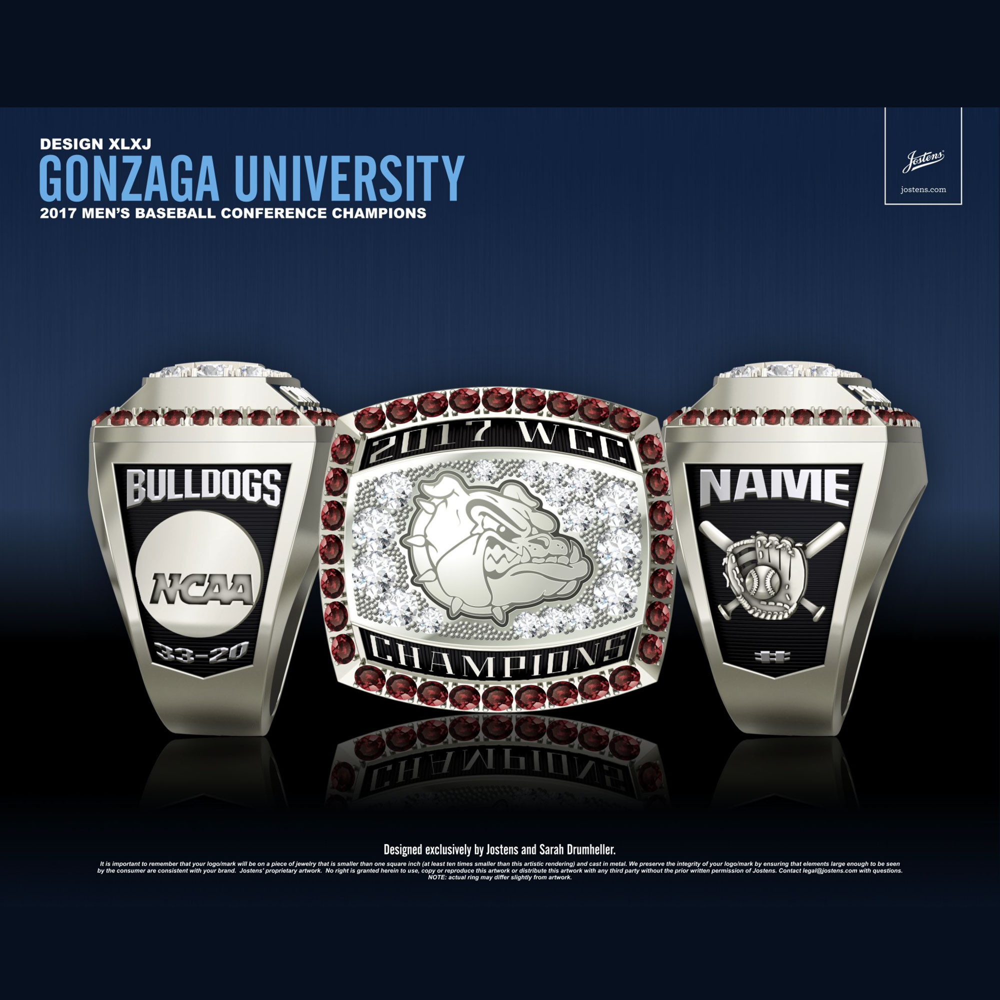 Gonzaga University Men's Baseball 2017 WCC Championship Ring