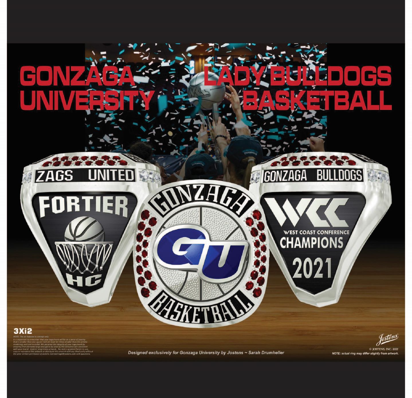 Gonzaga University Women's Basketball 2021 WCC Championship Ring