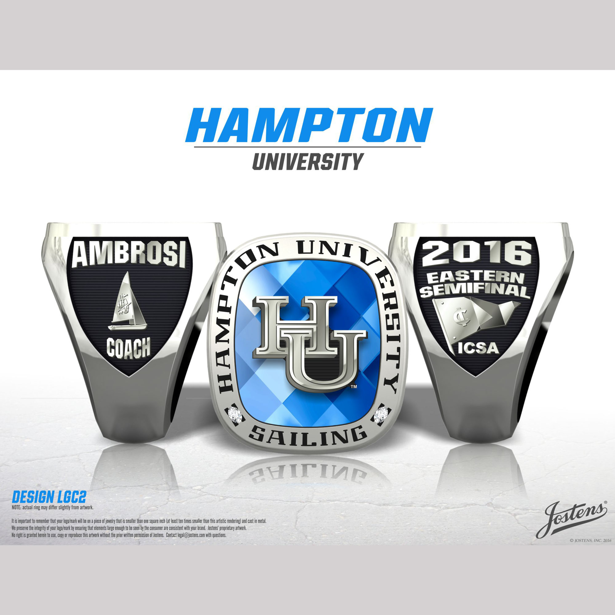 Hampton University Coed Sailing 2016 Eastern Semifinal Championship Ring