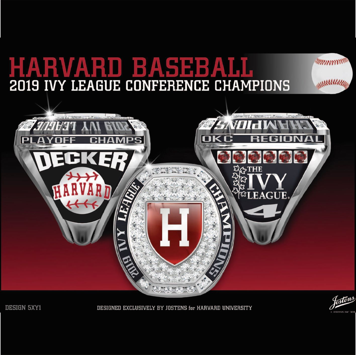 Harvard University Men's Baseball 2019 Ivy League Championship Ring