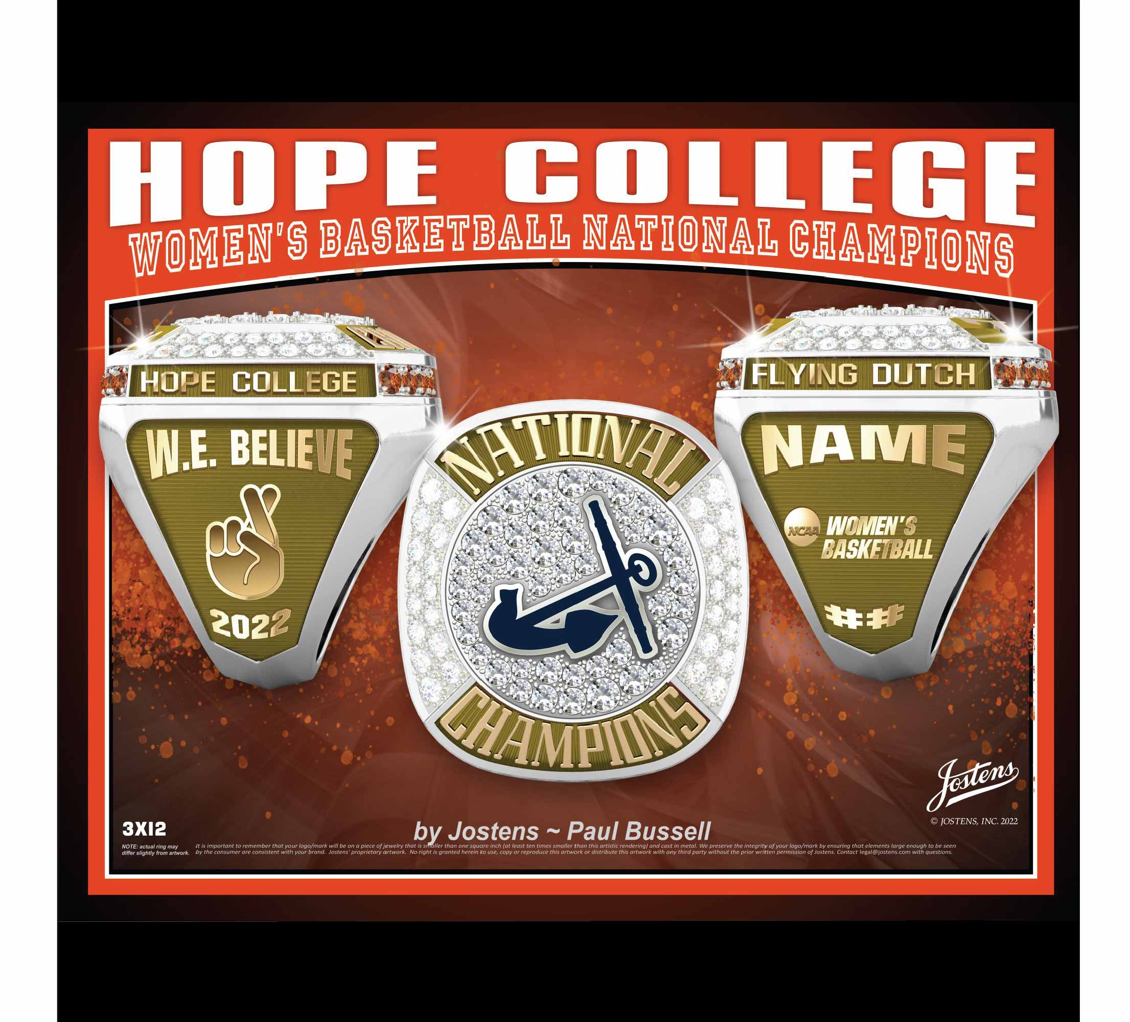 Hope College Women's Basketball 2022 National Championship Ring