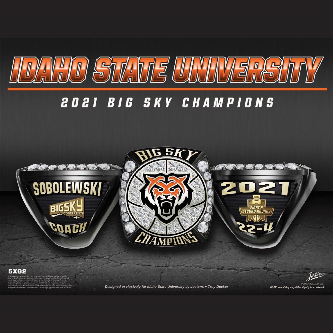 Idaho State University Women's Basketball 2021 Big Sky Championship Ring