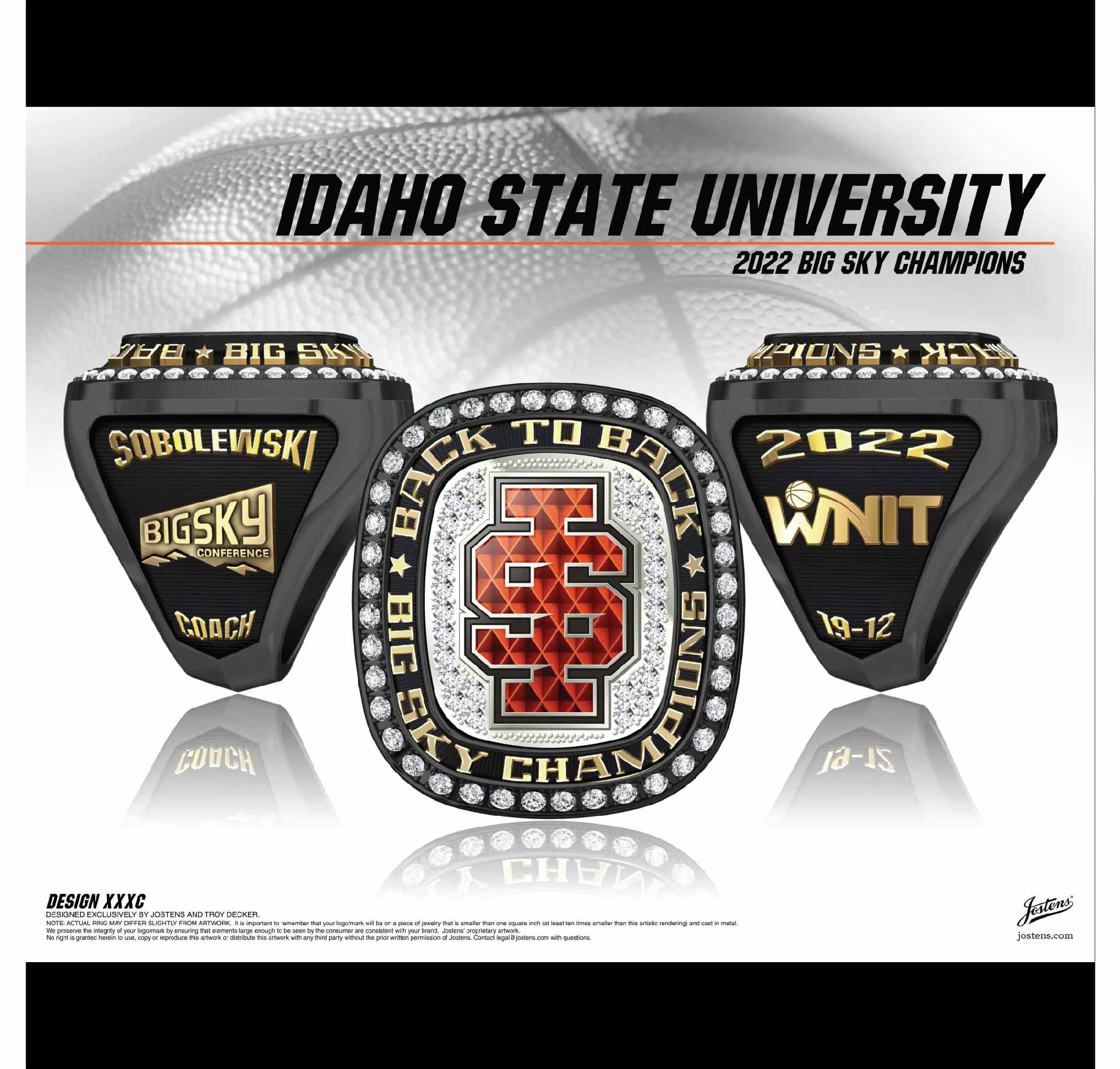 Idaho State University Women's Basketball 2022 Big Sky Championship Ring