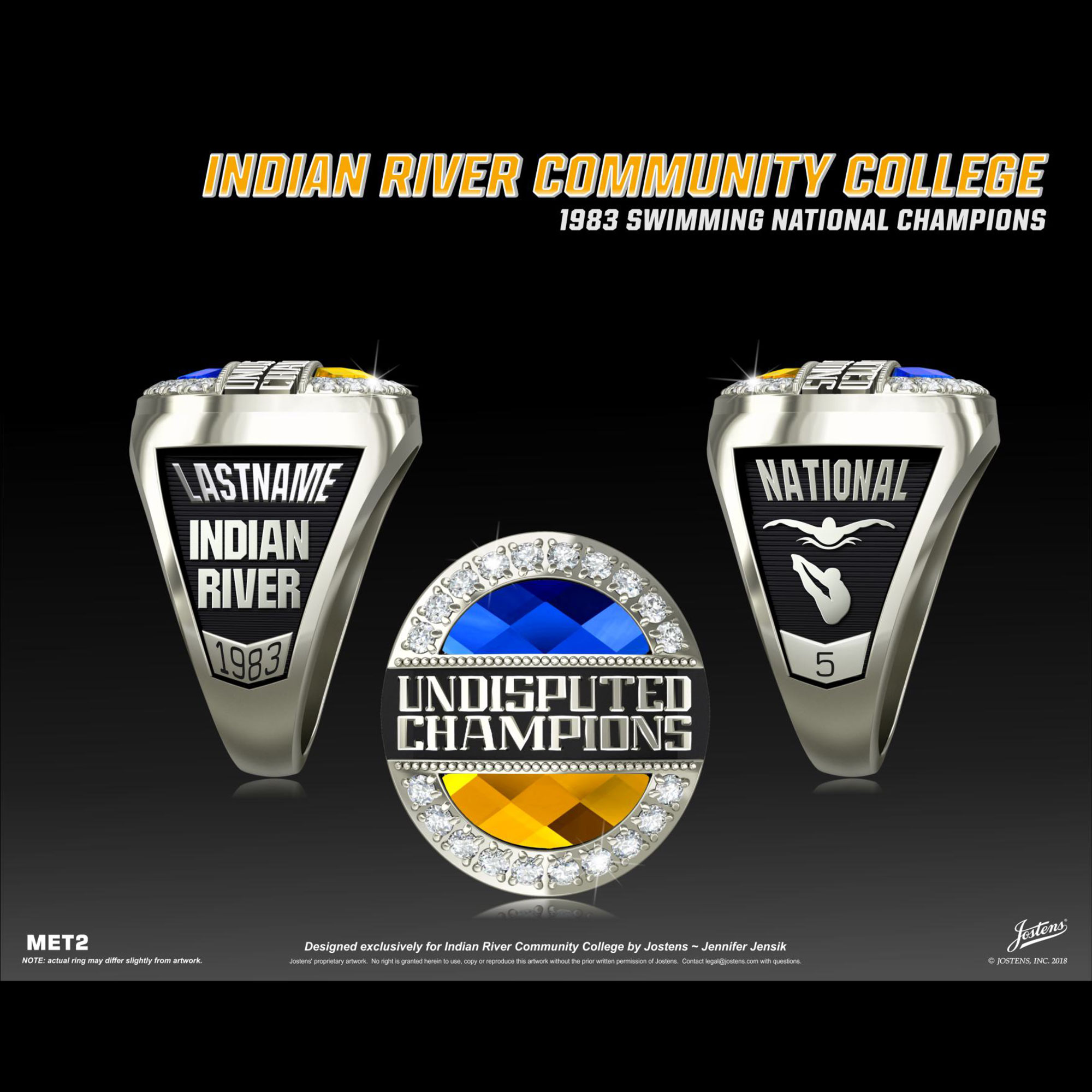 Indian River Community College Women's Swimming & Diving 1983 National Championship Ring